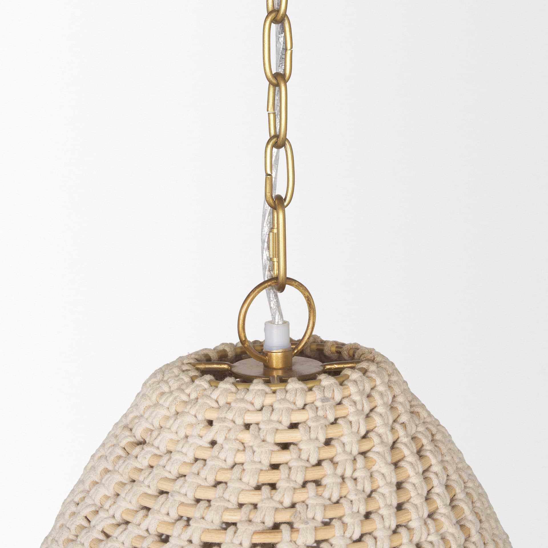 Tosha 1-Light Cotton Rope Bell Pendant — product photograph