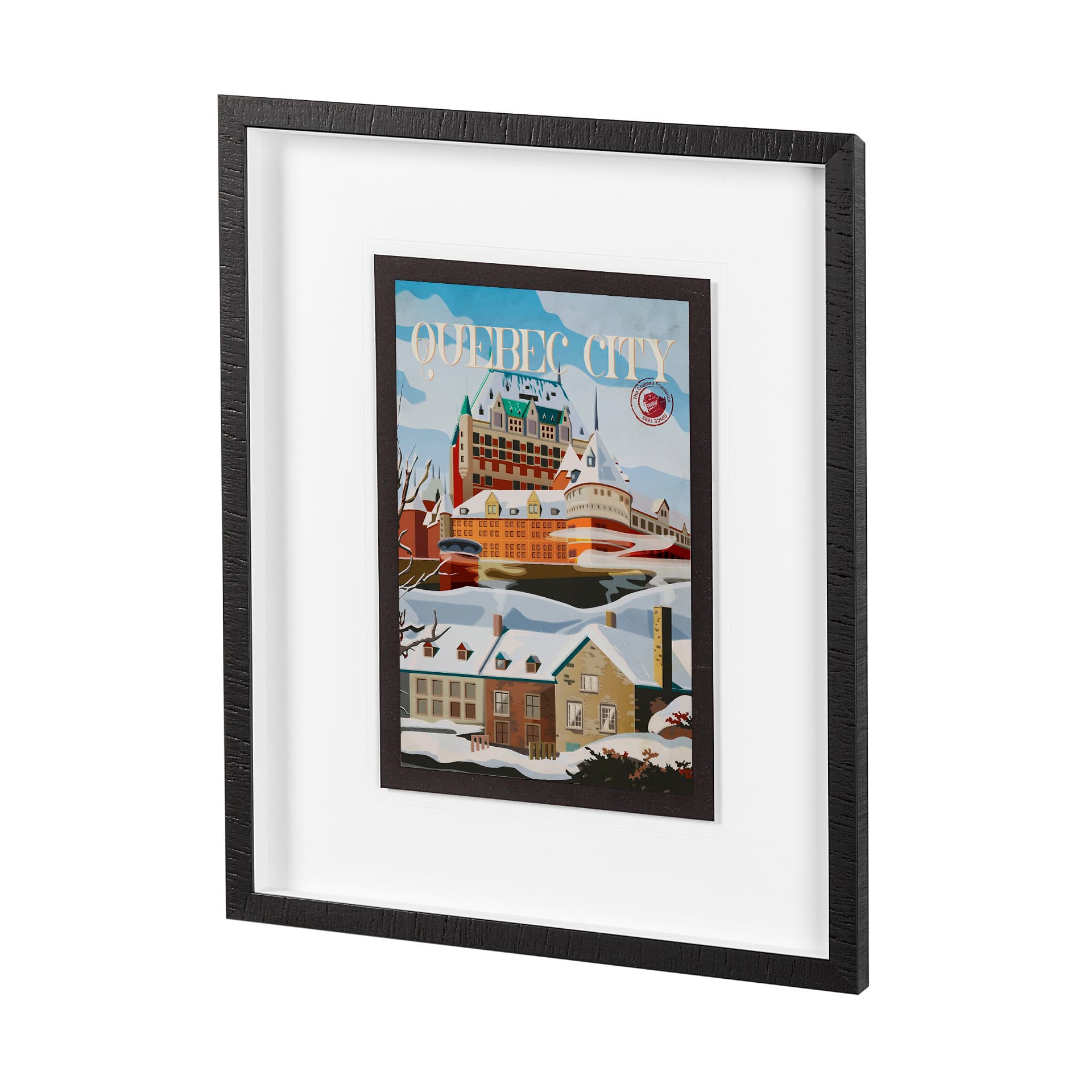 Quebec City Go Canada (M) by Mercana Studio a Framed Art Print Matted under Glass — product photograph