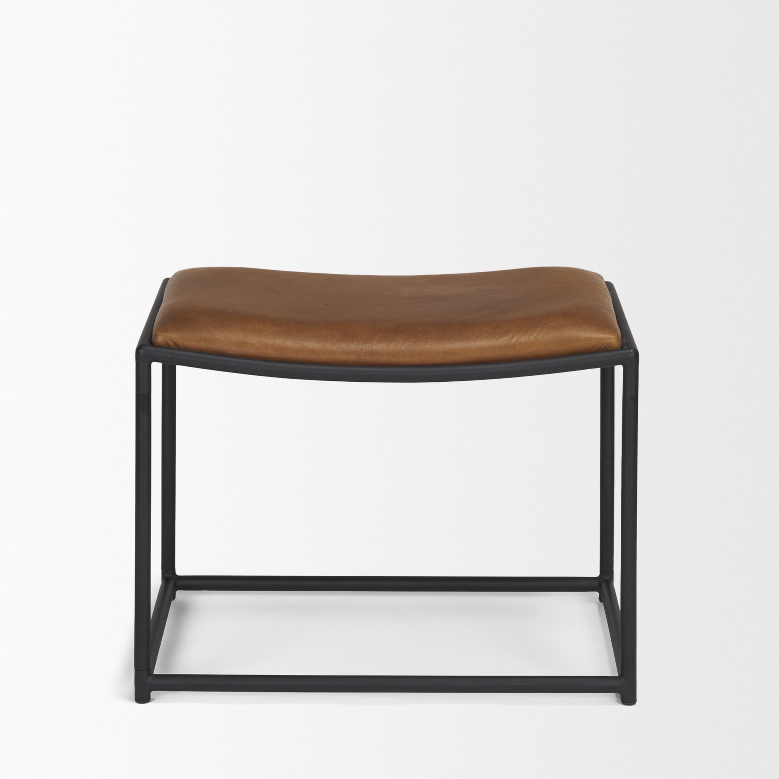 Taniel Brown Leather w/ Black Metal Stool — product photograph
