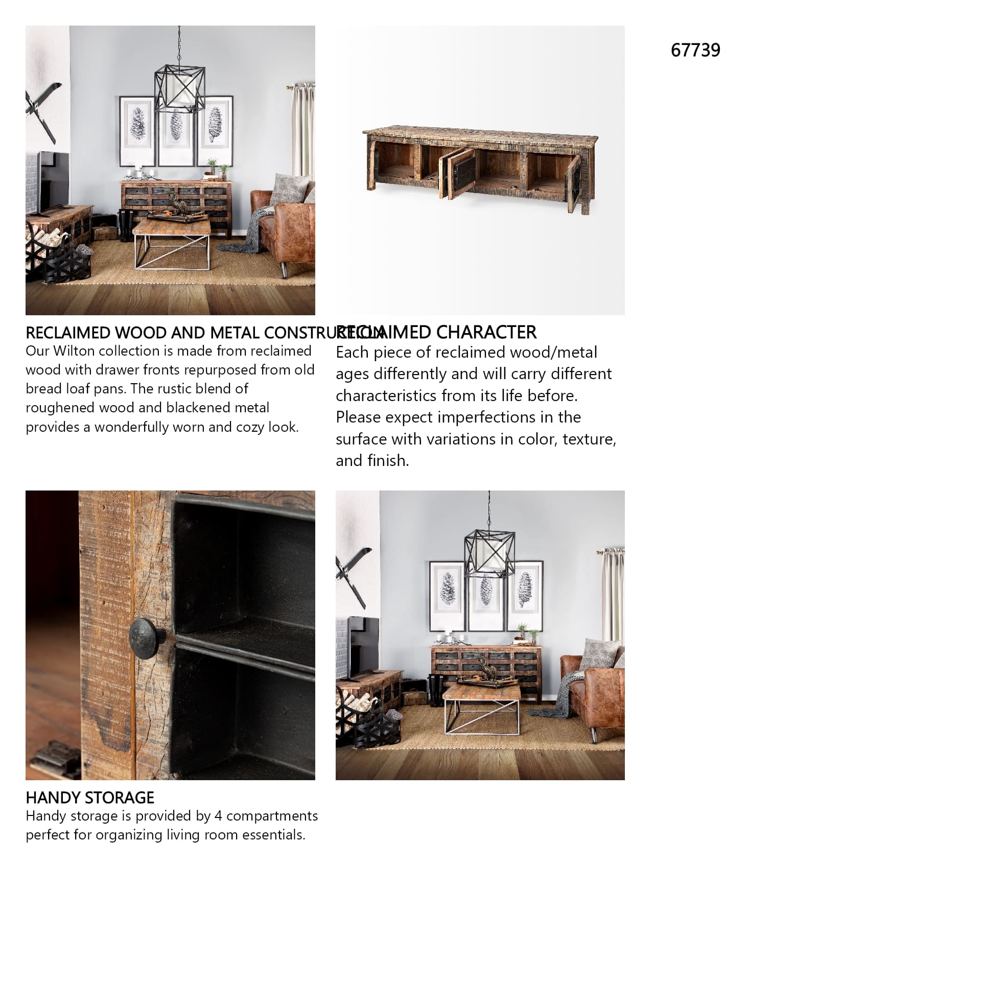 Wilton II Reclaimed Wood and Metal Media Console — in a styled room