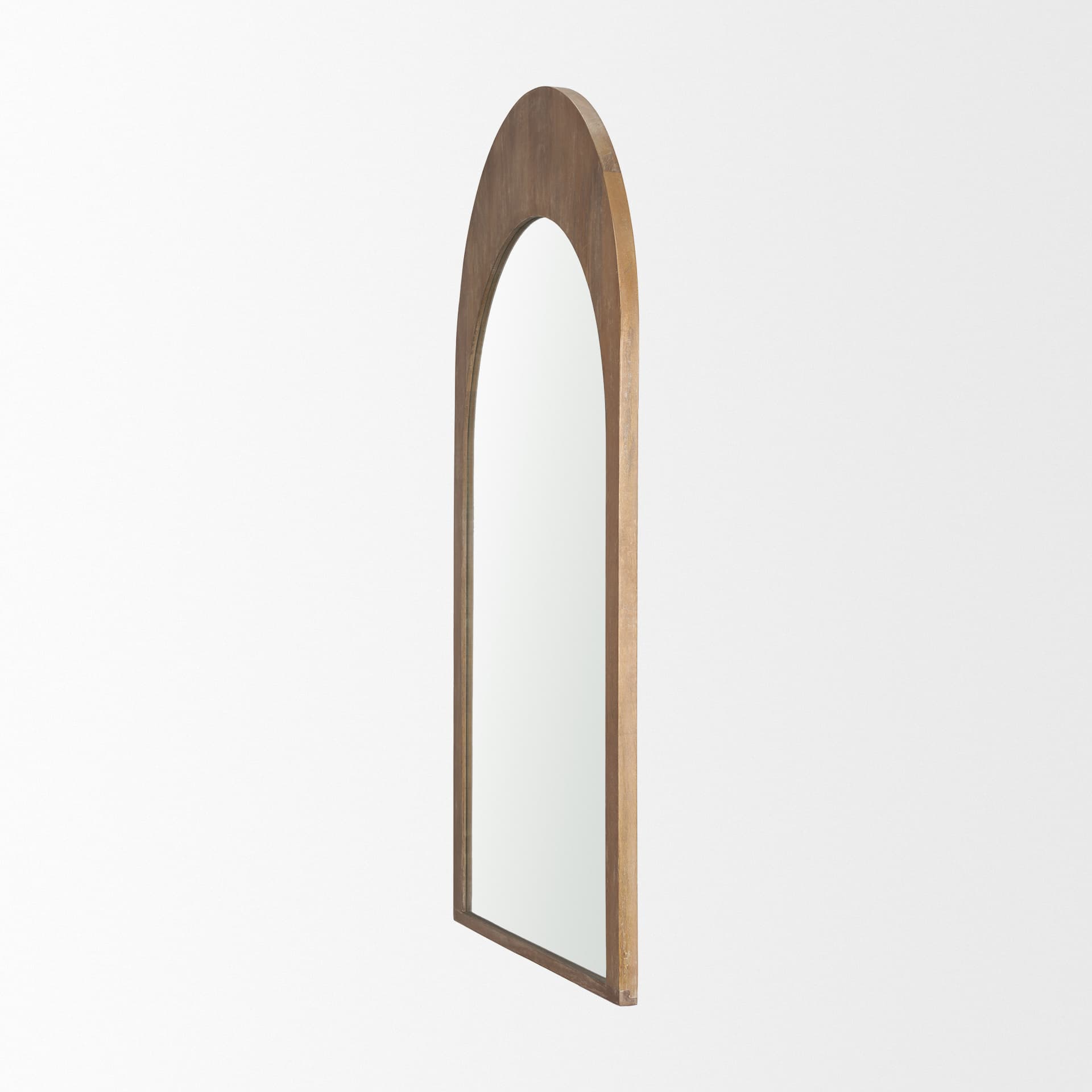 Celeste Light Brown Wood Medium Arched Mirror — product photograph