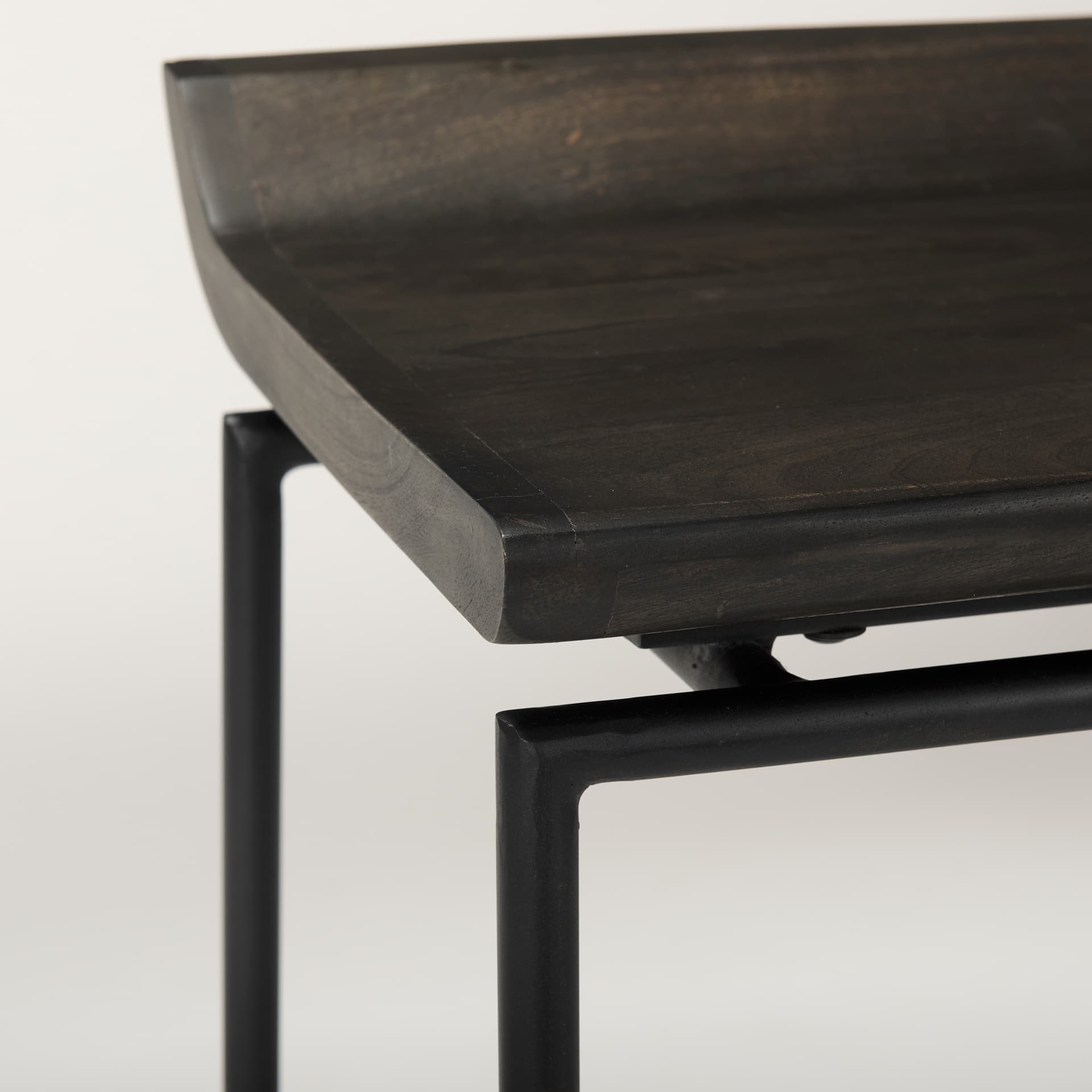 Givens Low Back 26in Seat Counter Stool | Black Wood w/ Black Metal — product photograph