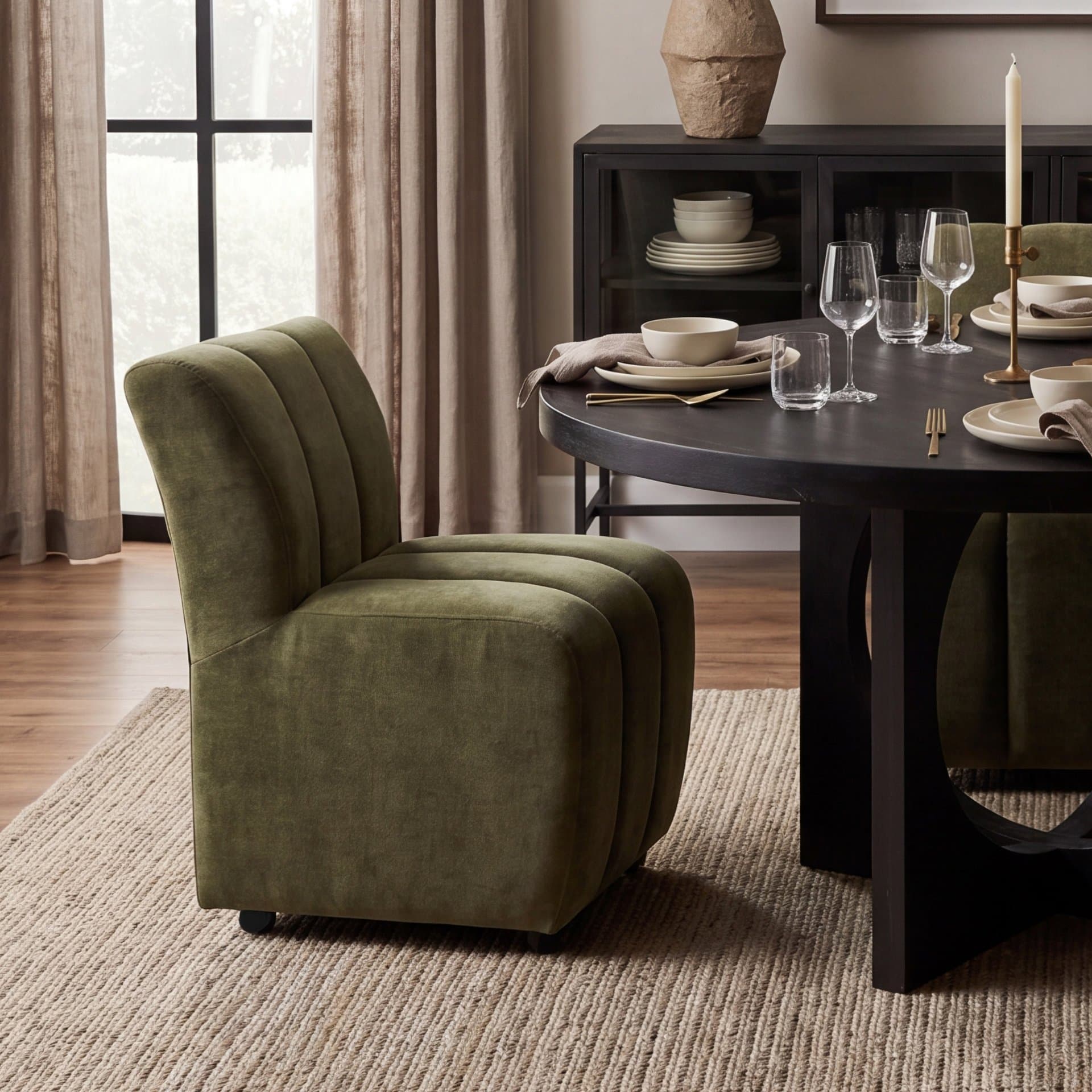 Liesl 54" Round Pedestal Dining Table | Modern | Black Wood | Seats 6 — product photograph