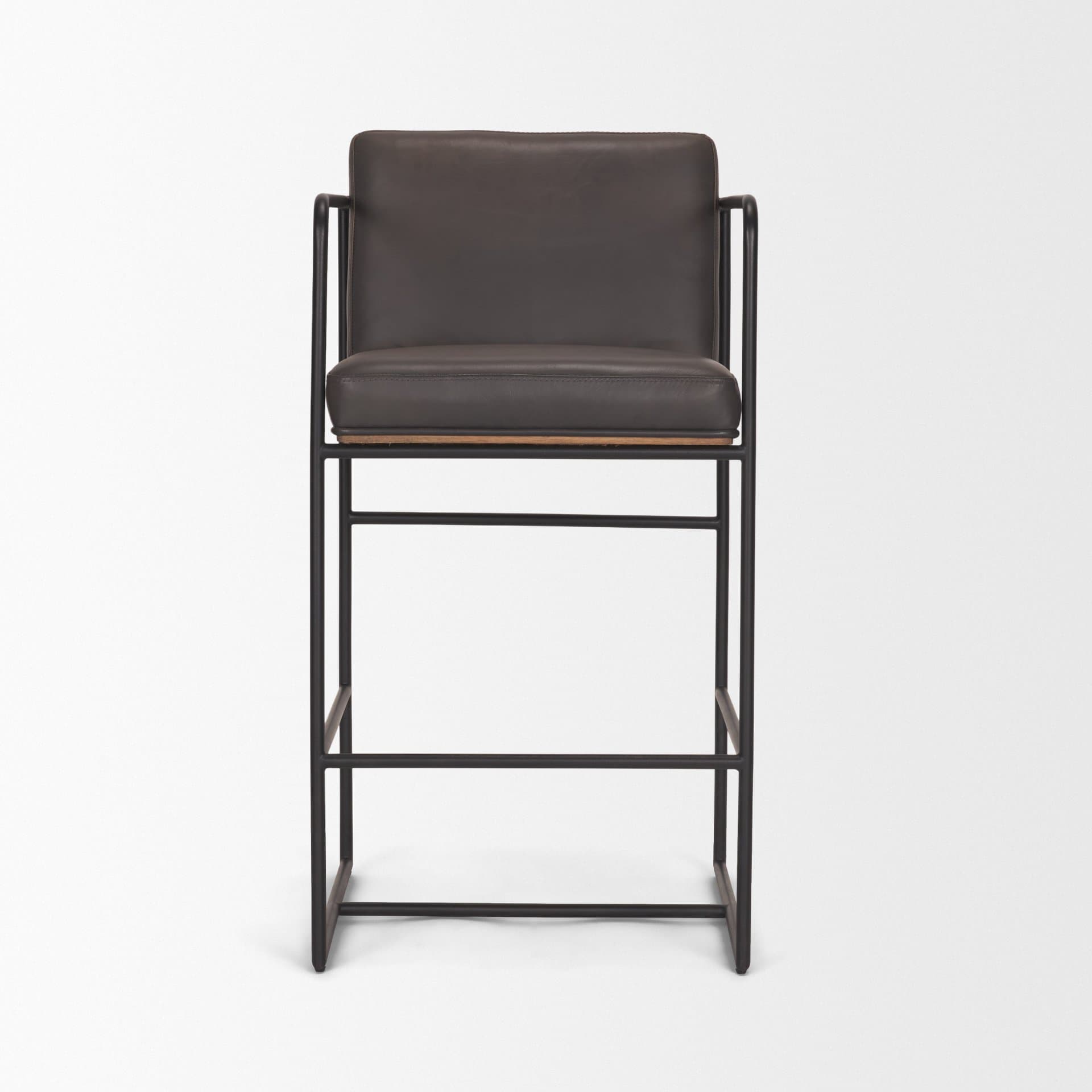 Stamford Backless 36in Seat Counter Stool | Charcoal-Brown Leather — product photograph