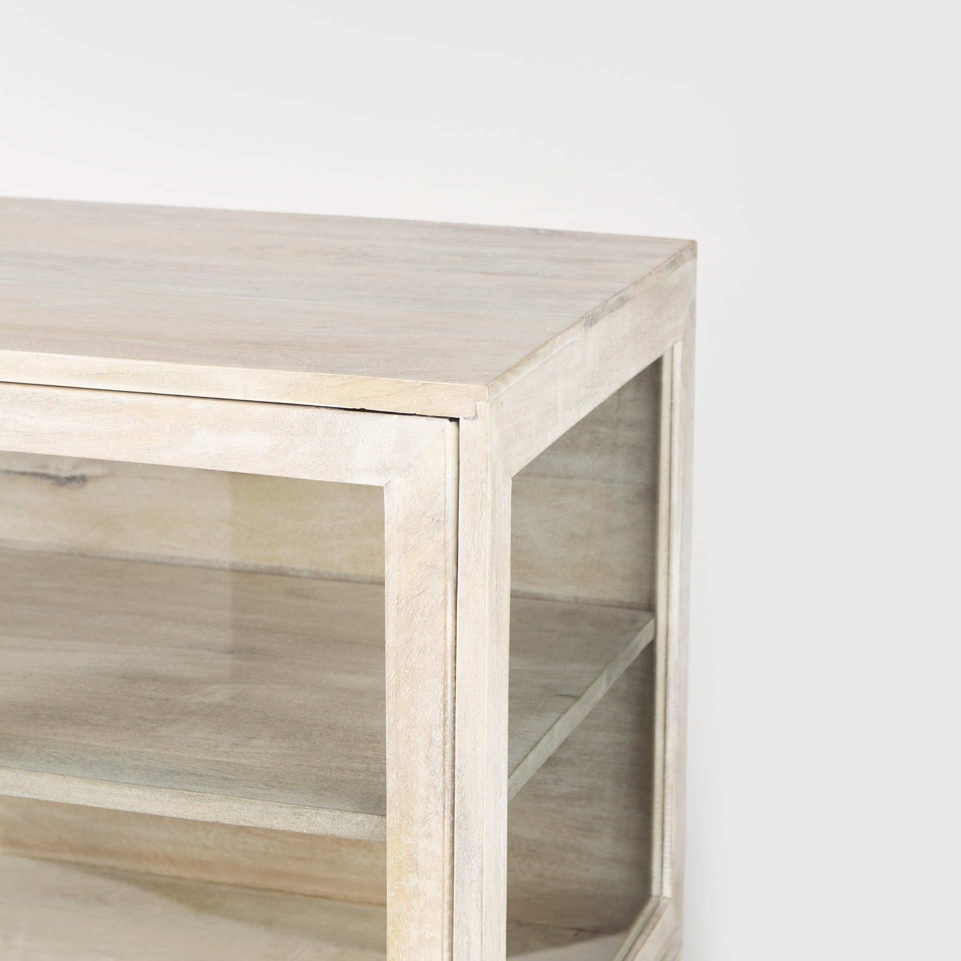Arelius 36L x 18W x 32H White Wood, Gold Metal Base w/ 2 Glass Doors Accent Cabinet — product photograph