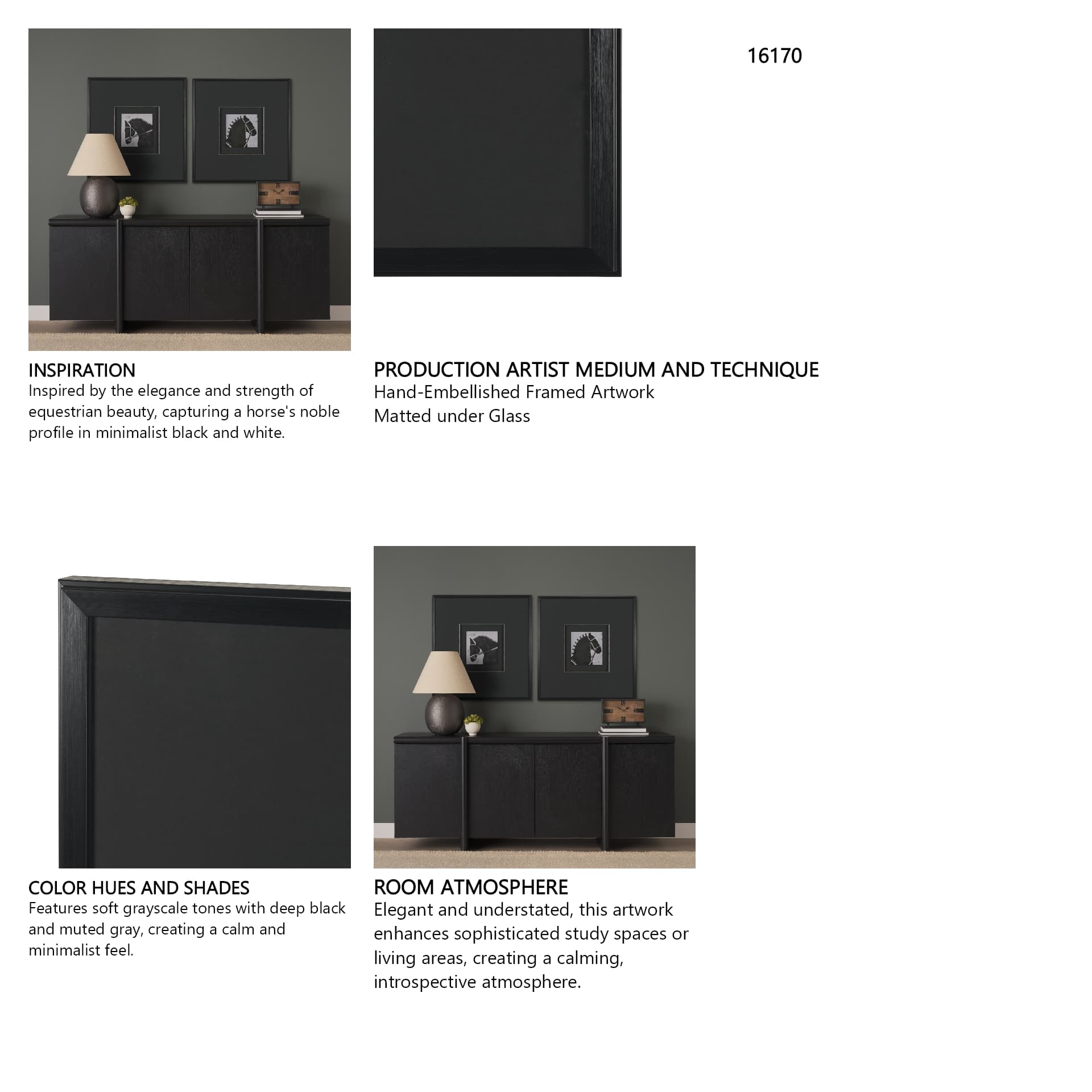 Steed 2 by Mercana Studio Hand-Embellished Framed Artwork Matted under Glass — in a styled room