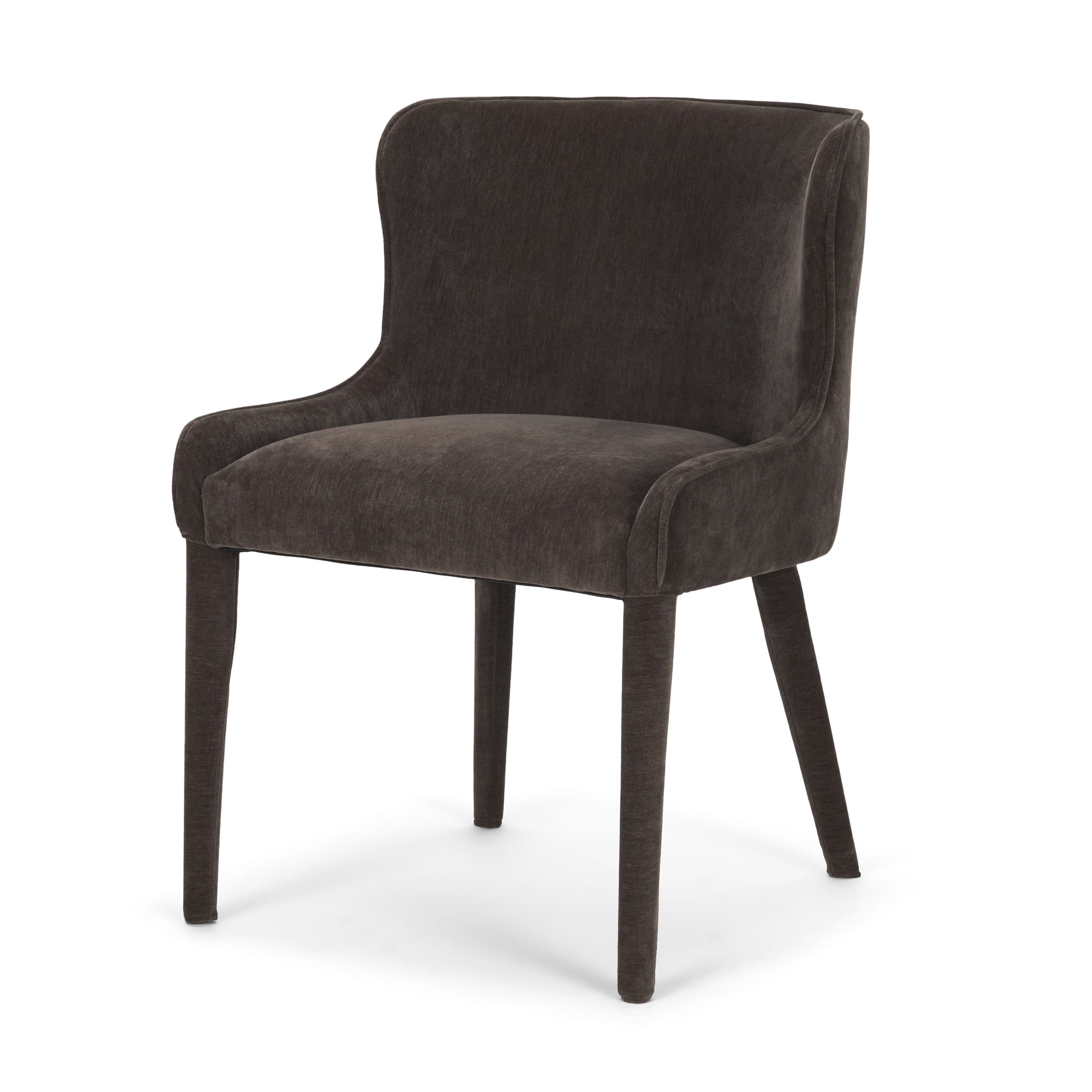 Nolan Wingback Dining Side Chair | Charcoal Chenille w/ Tapered Wood — product photograph