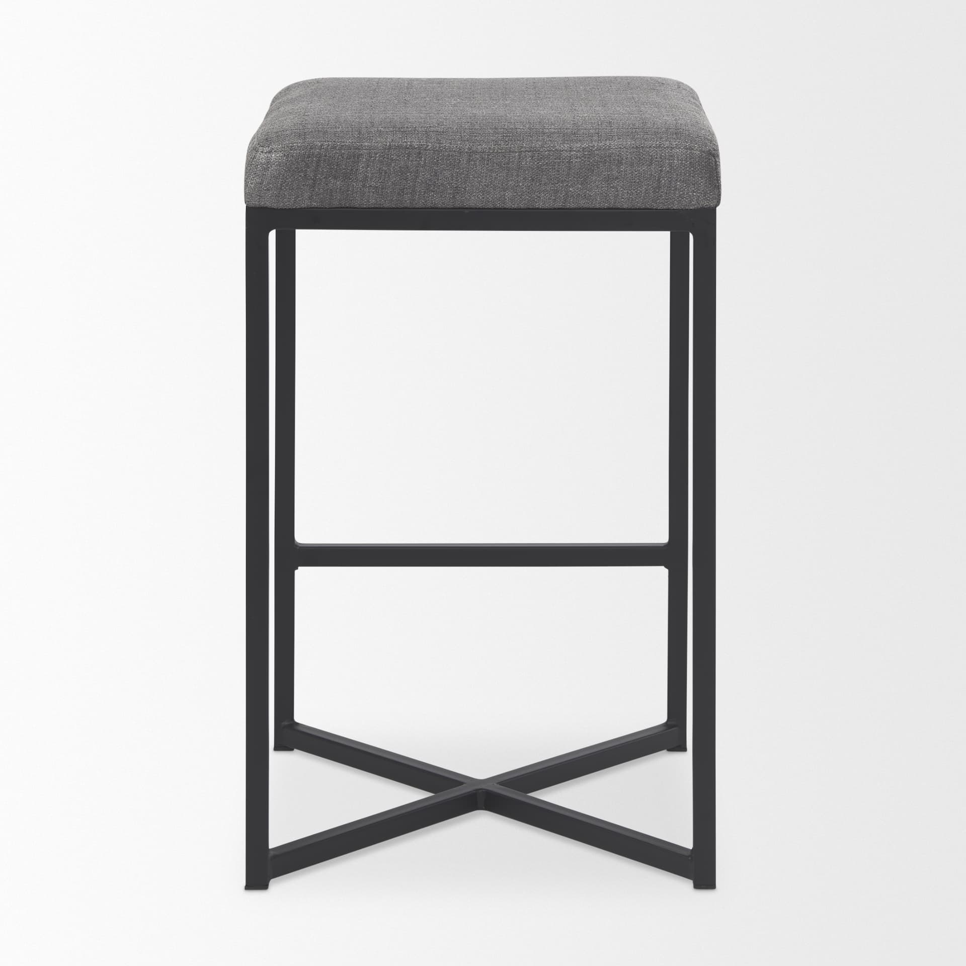 Frodo Backless 26.4in Seat Counter Stool | Gray Fabric w/ Black Iron — product photograph