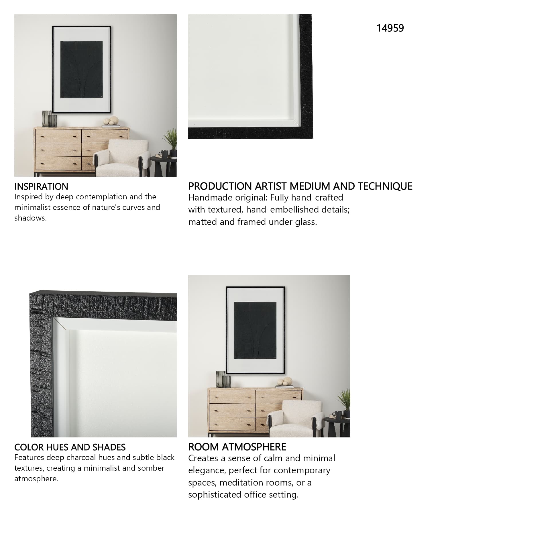 Slate I by Studio M a handmade Original Framed Artwork under Glass — in a styled room