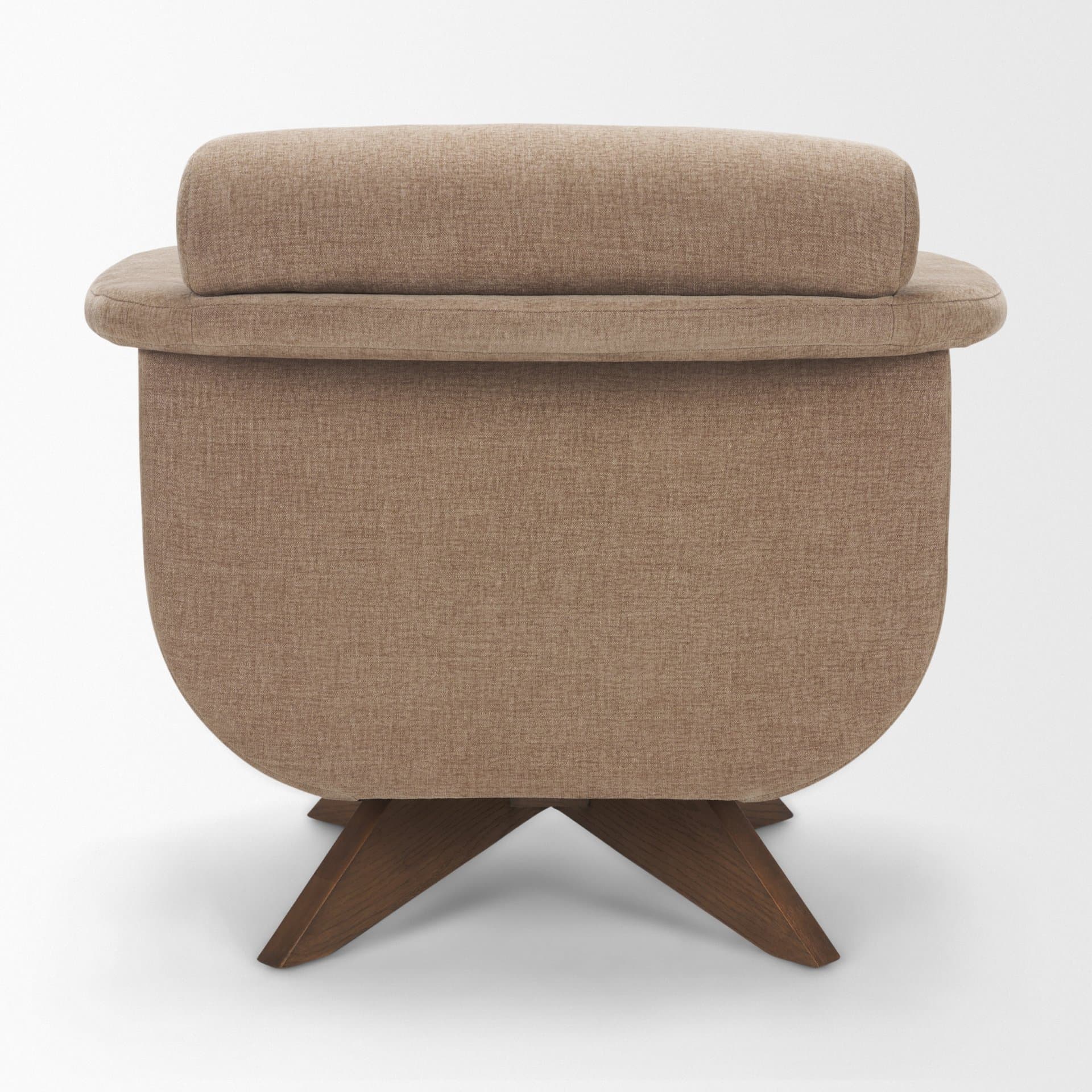 Oskar Chocolate Fabric w/ Brown Wood Base Swivel Accent Chair — product photograph