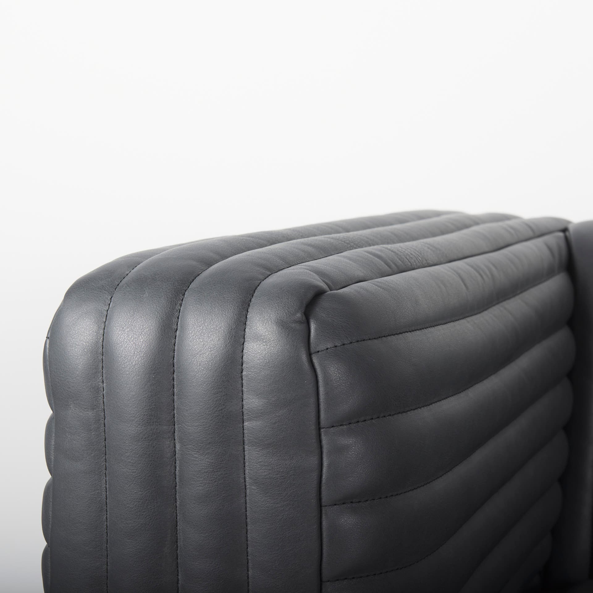 Ricciardo 82.5W Black Leather Wrapped Three Seater Sofa — product photograph