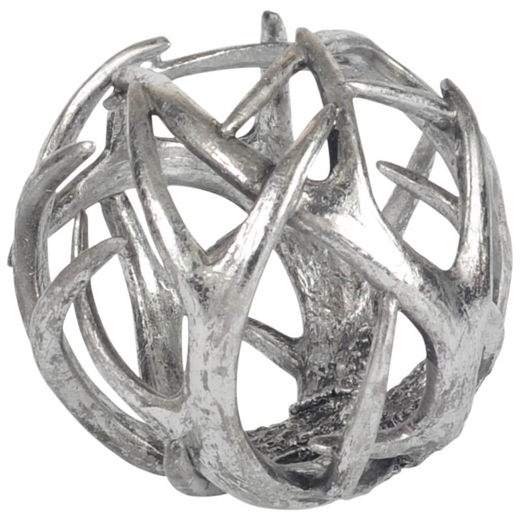 Ramus IV (Large) 7L x 7W Silver Antler Shaped Decorative Orb Ball — product photograph
