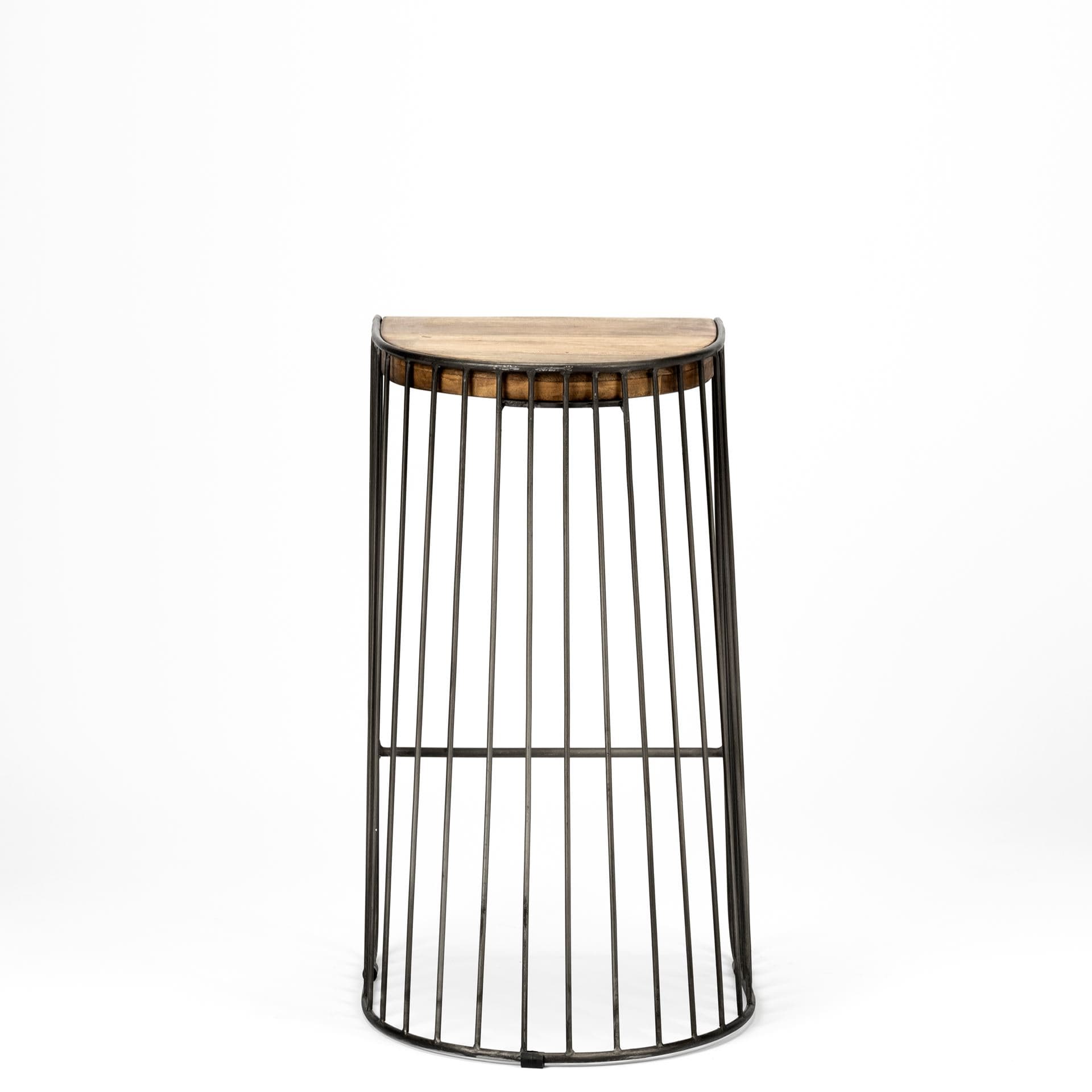 Seagram Backless 30.5in Seat Bar Stool | Brown Wood w/ Black Metal — product photograph
