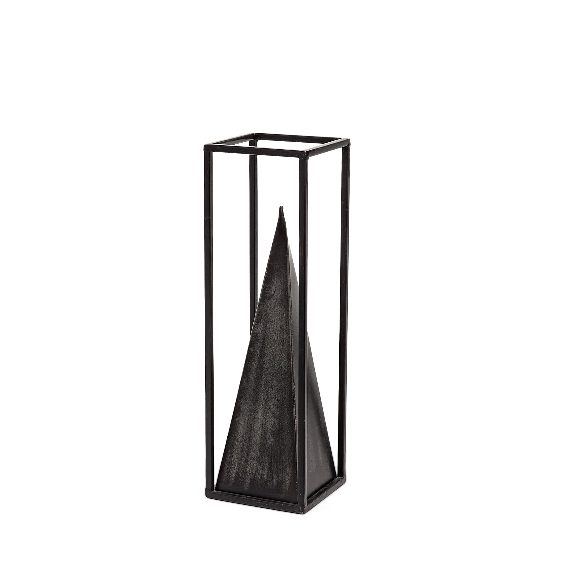 Memphis II (Medium) 4L x 4W Black Metal Pyramid In A Square Frame — product photograph