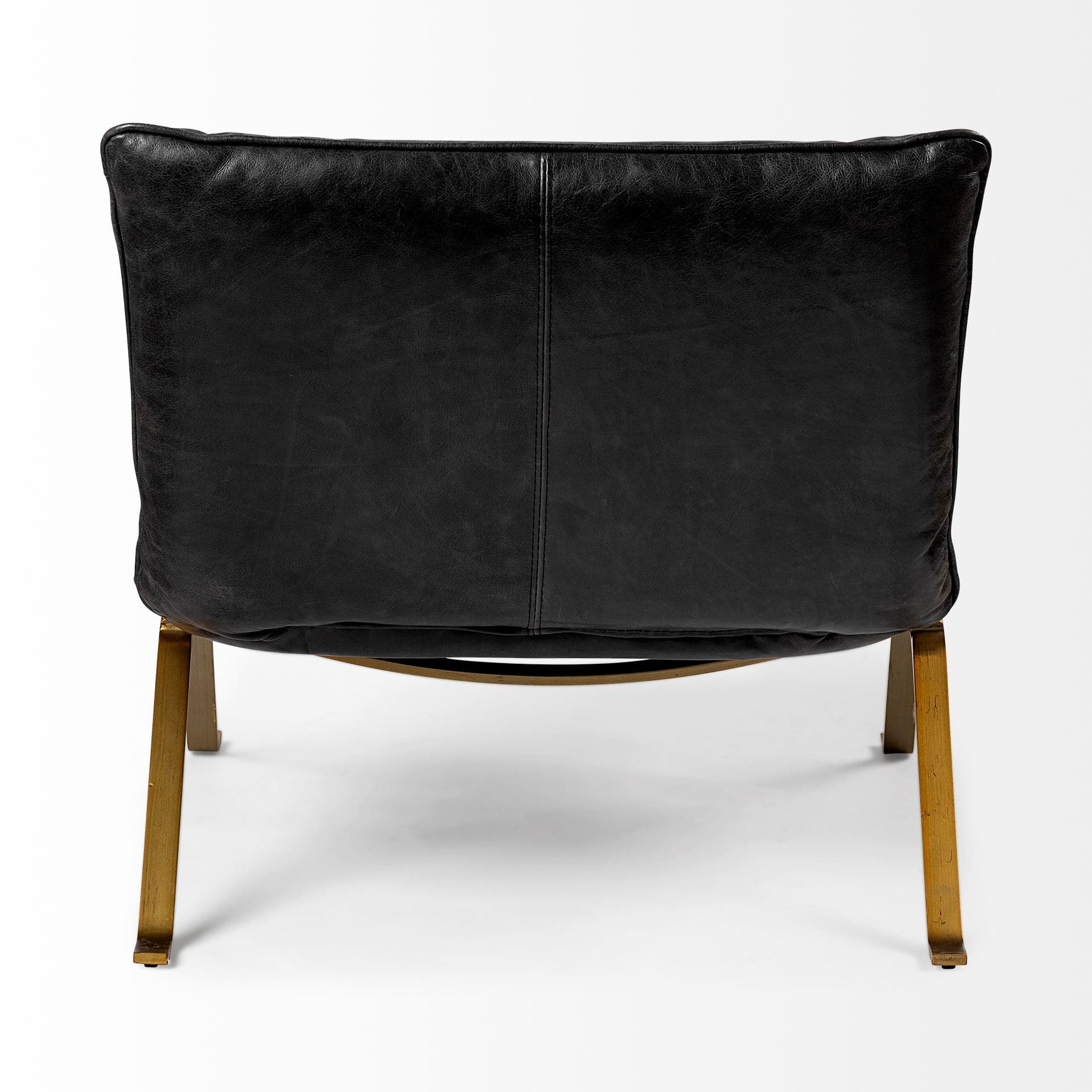 Flavelle II Black Leather Cushion Seat and Solid Iron Base Accent Chair — product photograph