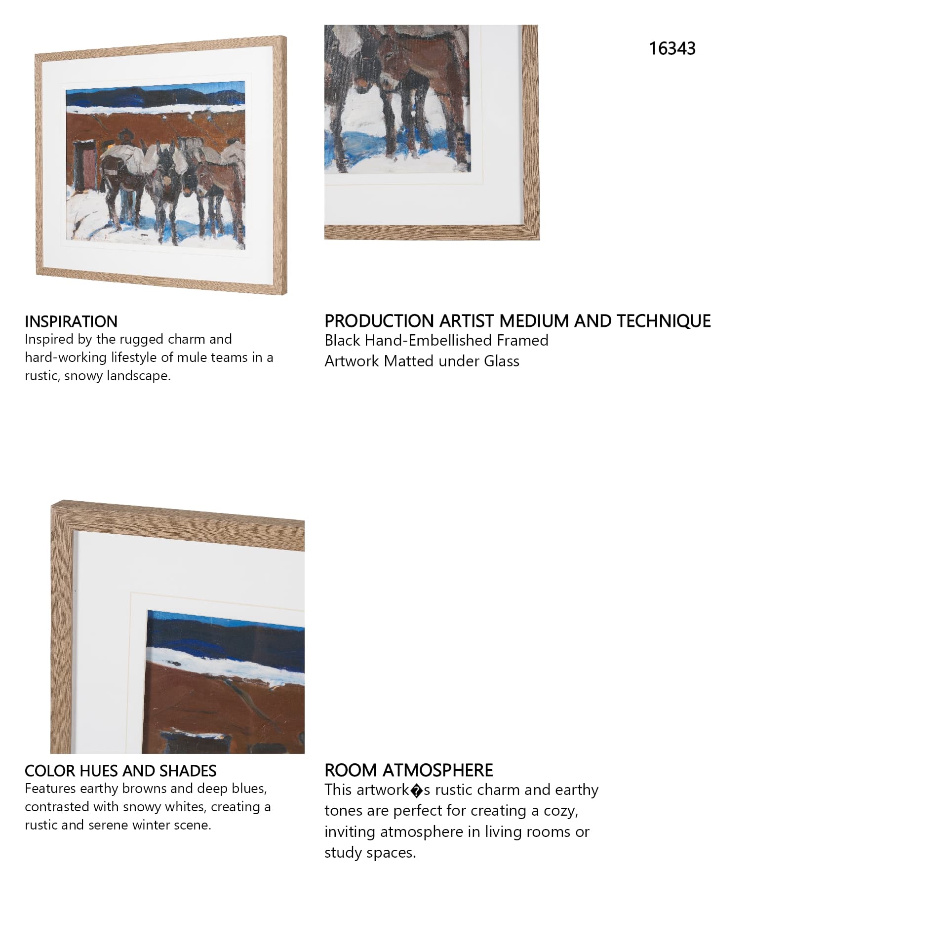 Prospector with Burros by LaVerne Nelson Black Hand-Embellished Framed Artwork Matted under Glass — product photograph