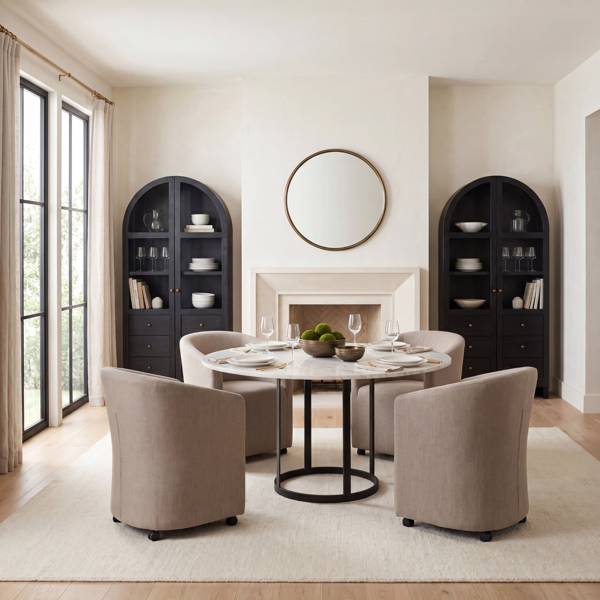 Piper 35.8L x 1.0W x 35.8H Small Gold Metal Round Wall Mirror — product photograph