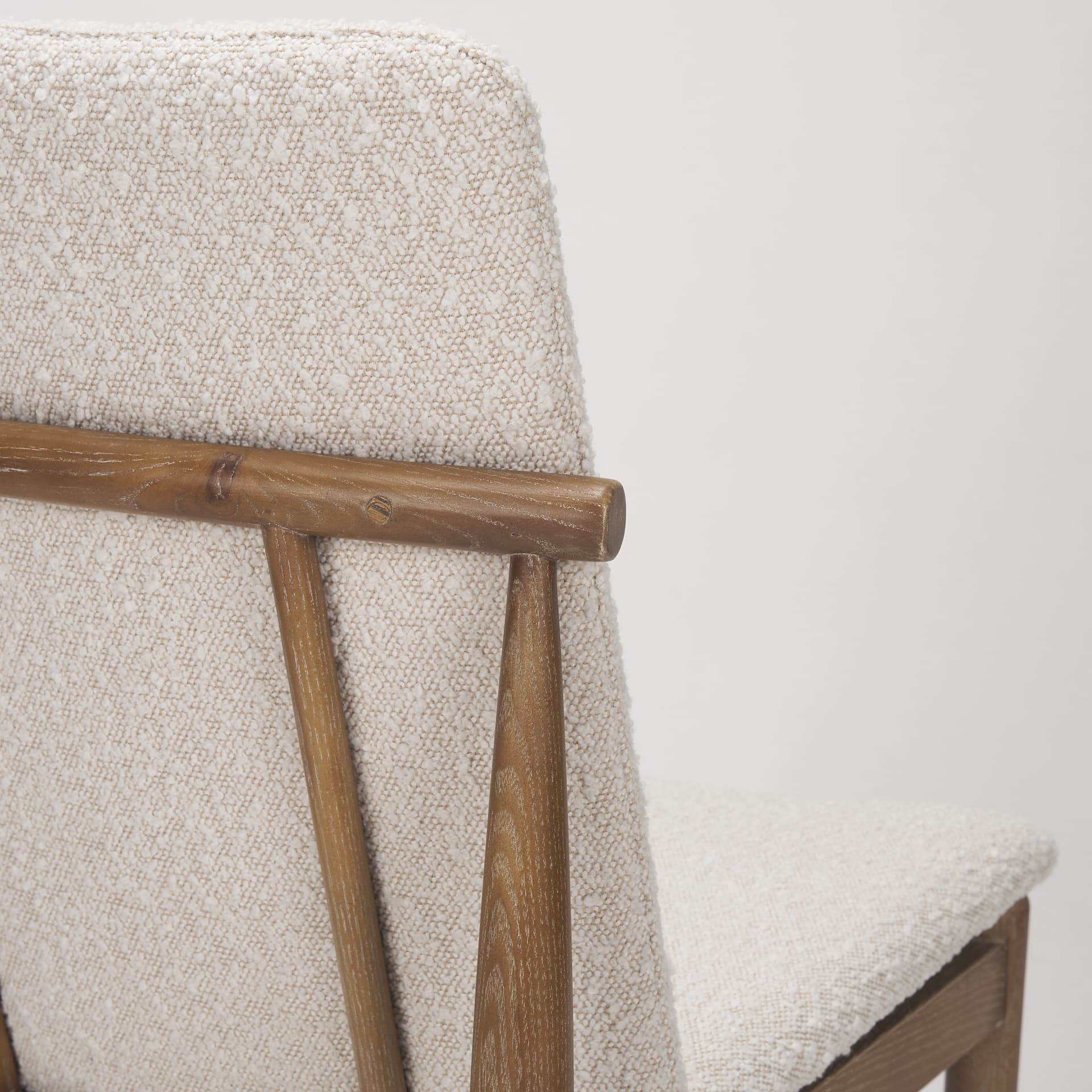 Cavett Curved Back Dining Side Chair | Cream Boucle w/ Wood — product photograph