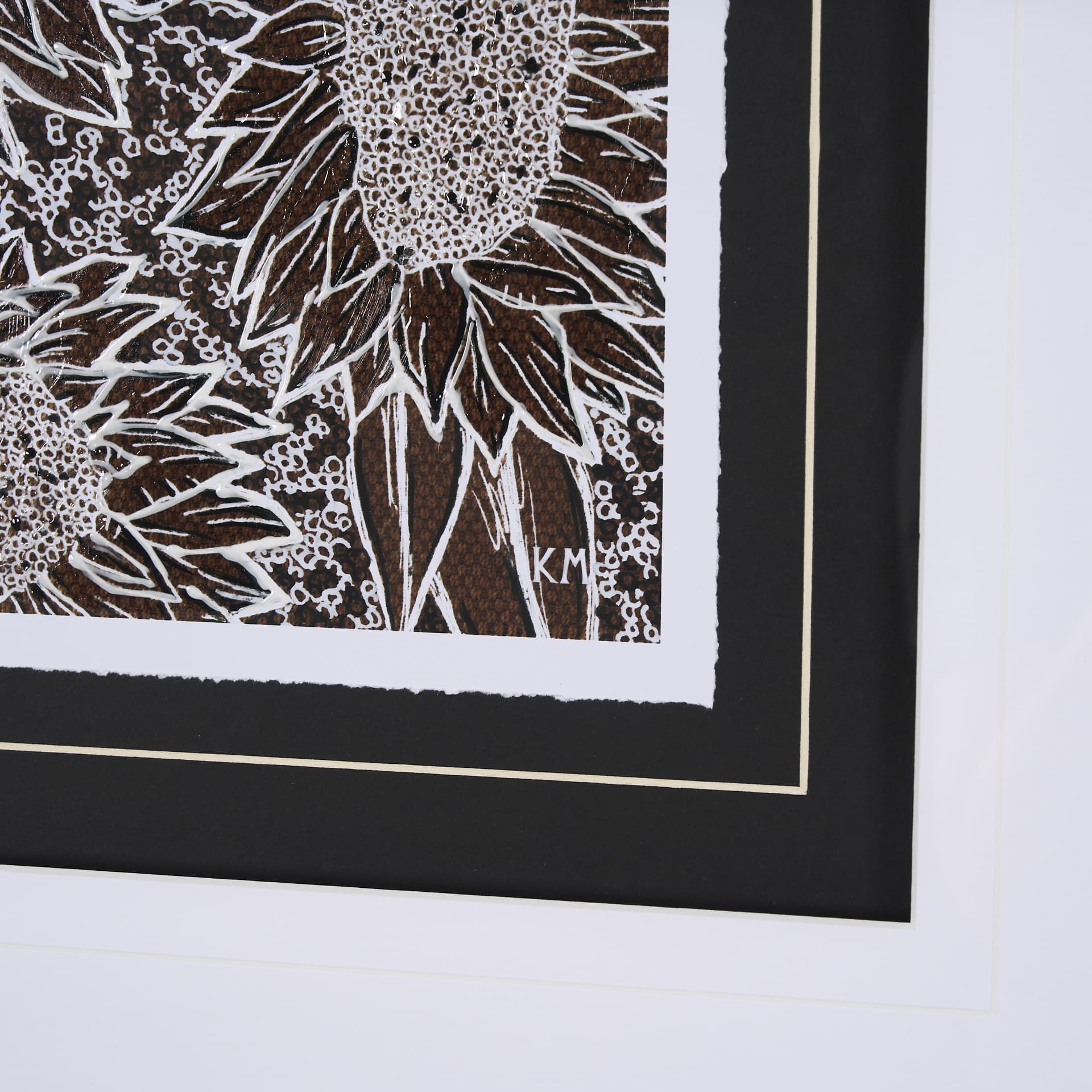 Sunflower Fest II by Mercana Studio a Hand Embellished Textured Framed Art Print Matted under Glass — product photograph