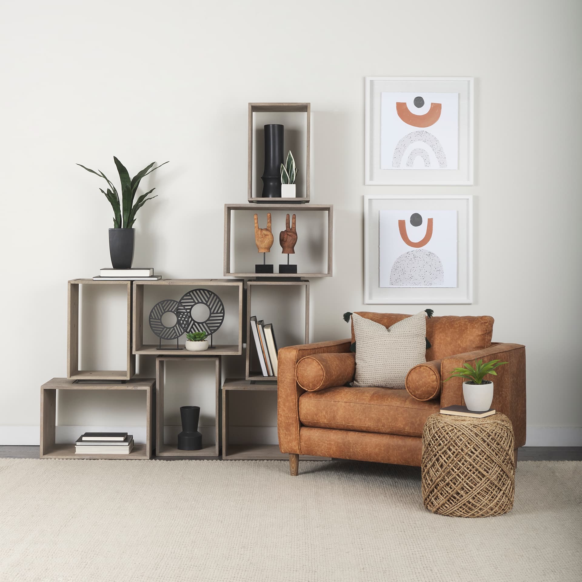 Laforge III Black Ceramic Vase — in a styled room