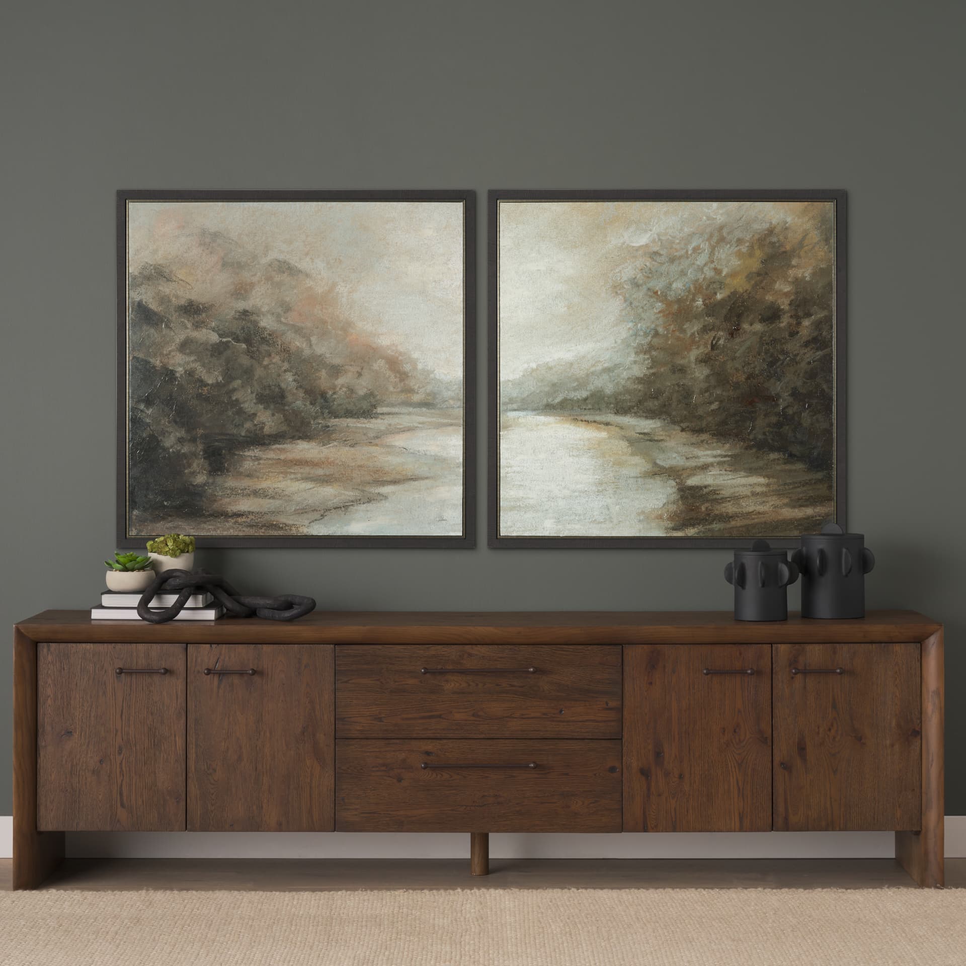Forest Edge II by Mercana Studio Hand-Embellished Textured Framed Canvas Artwork — in a styled room