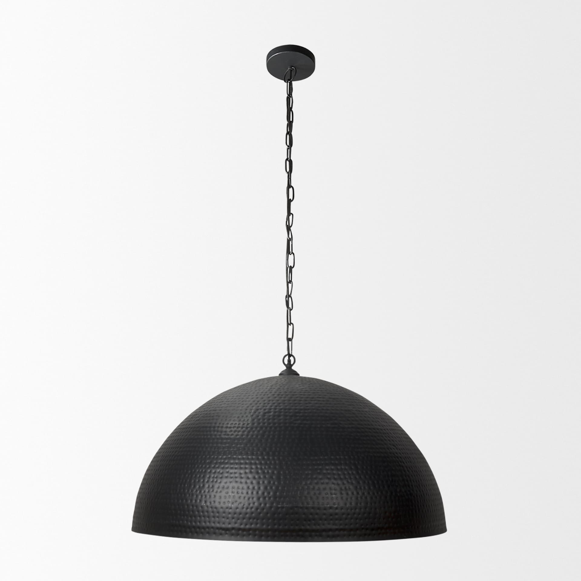 Karina 36" Round Matte Black Hammered Metal Dome Pendant Light — product photograph