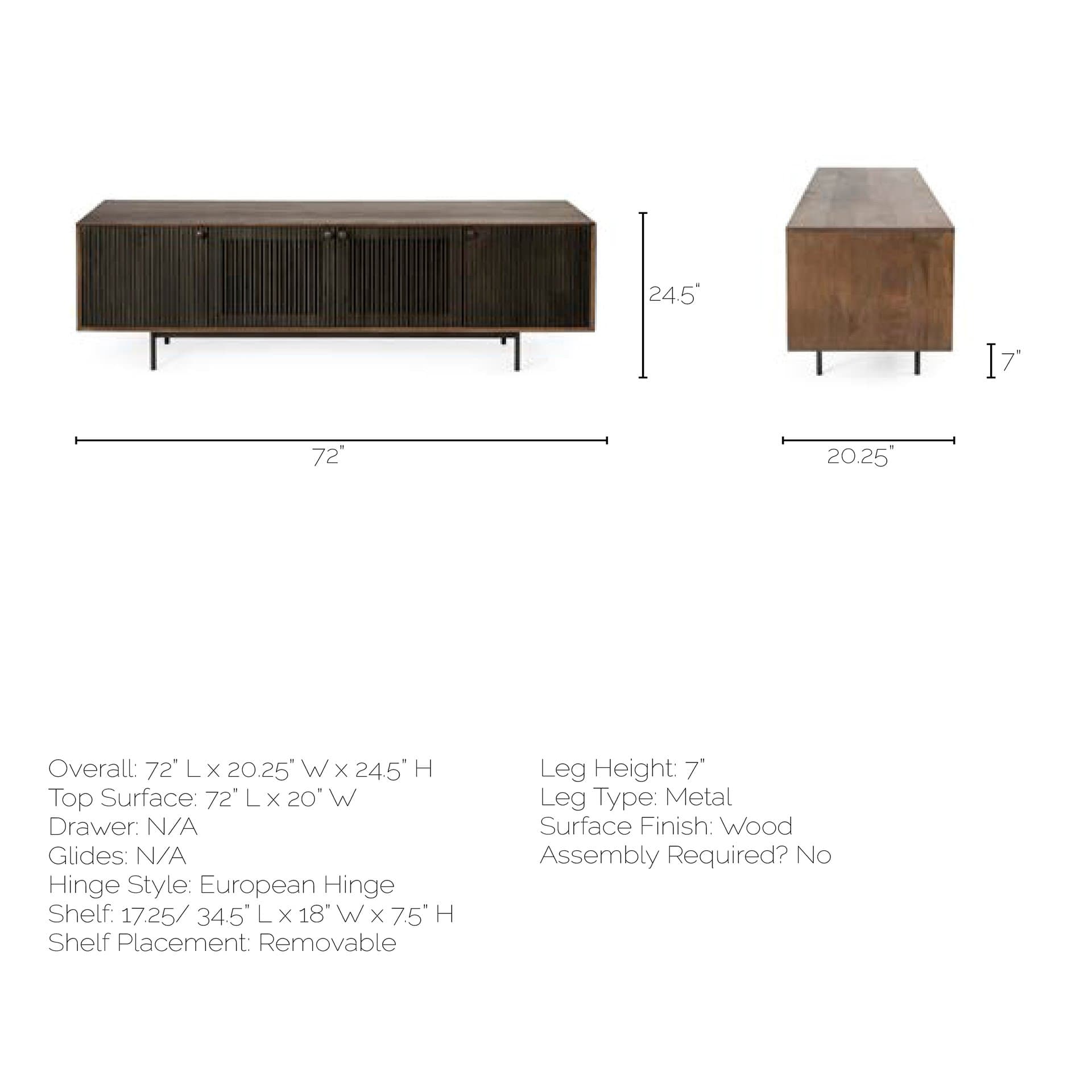 Grace I Two-Toned Brown Solid Wood TV Stand Media Console with Slated Doors, TV up to 82" — product photograph