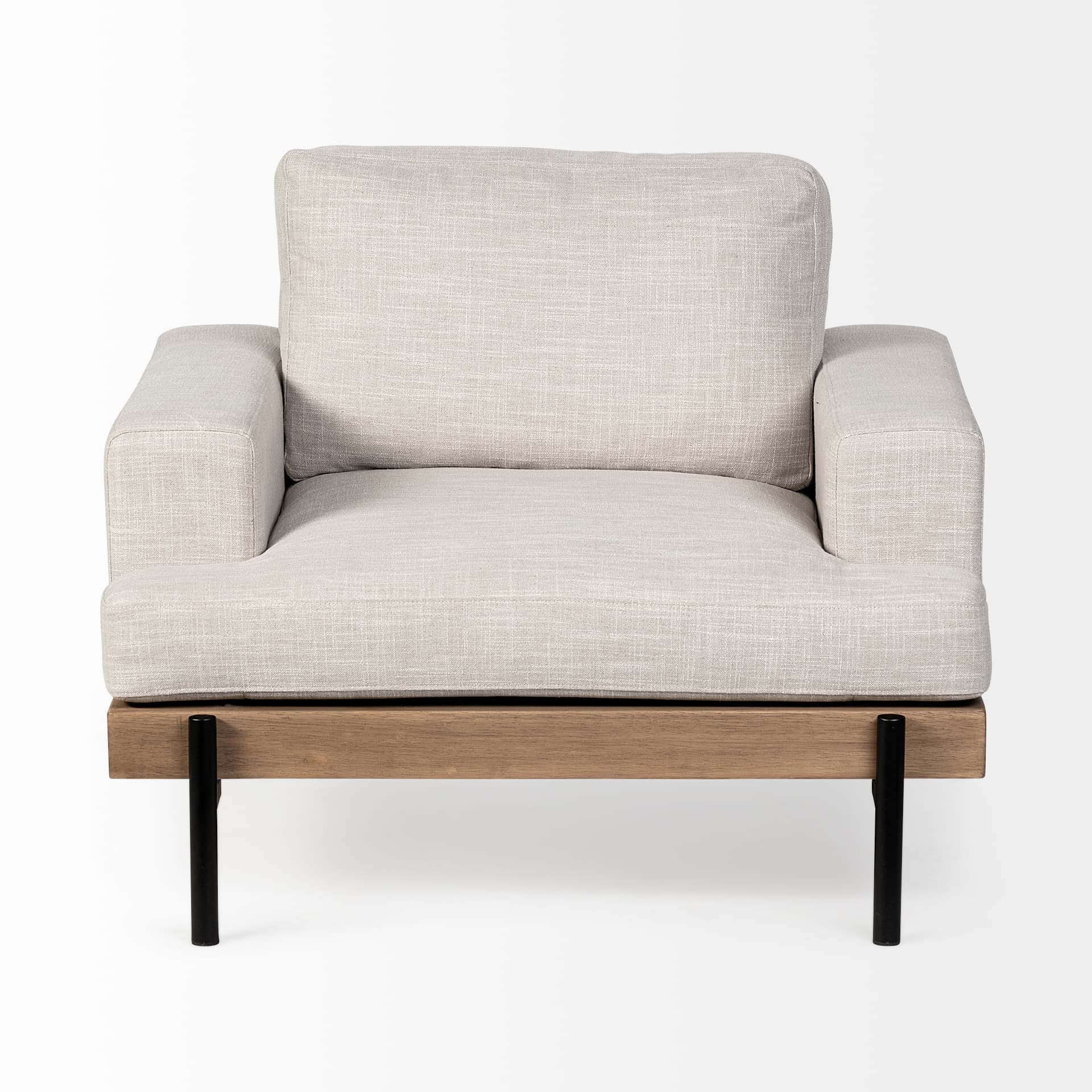 Colburne I Beige Fabric W/ Wood and Iron Frame Accent Chair — product photograph
