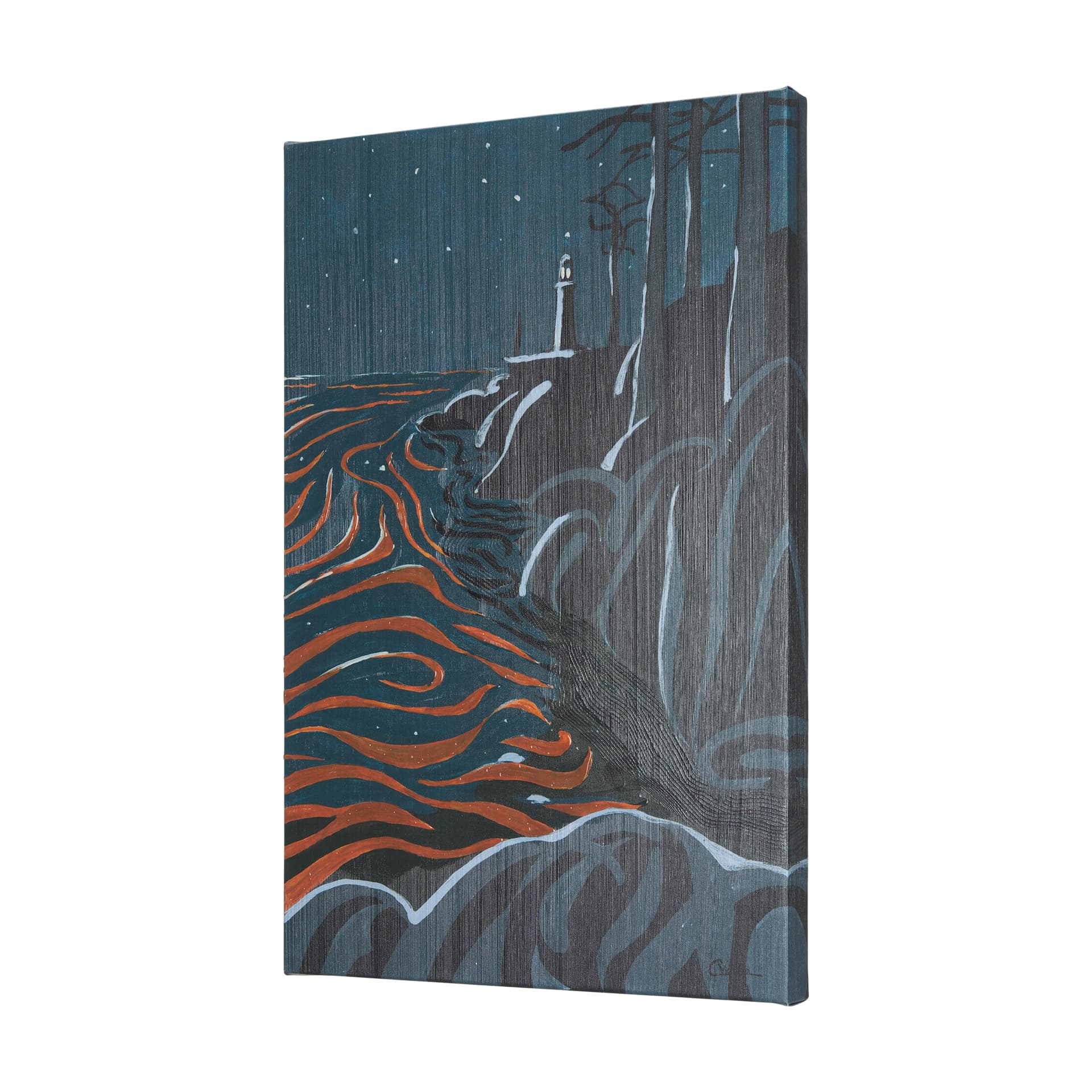 Sea bay at nitght III by Mercana Studio a Hand Embellished Textured Canvas — product photograph