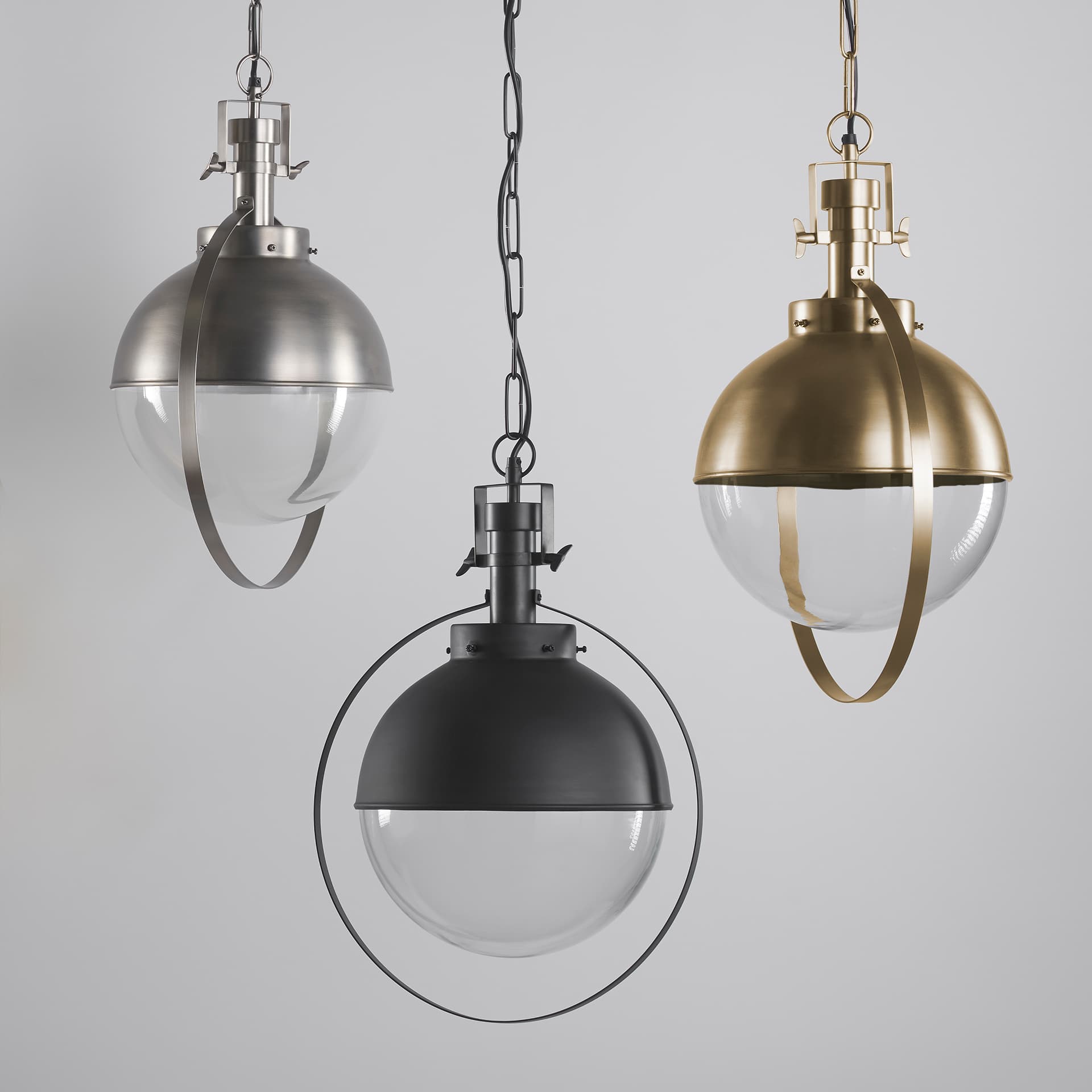 Leighton II 15x20 Black Metal Spherical Pendant Light — product photograph