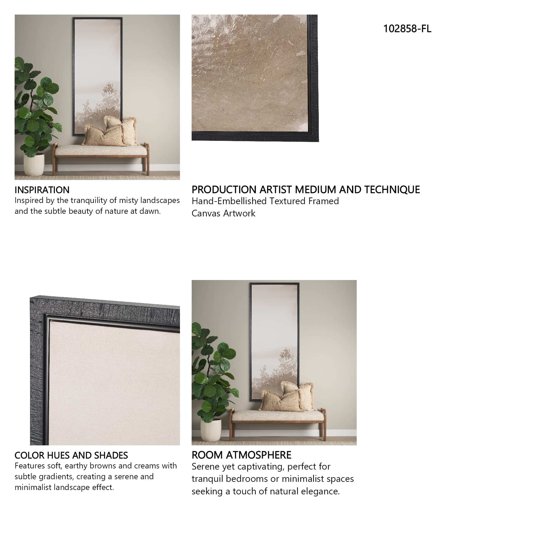Lowland Fog C by Mercana Studio Hand-Embellished Textured Framed Canvas Artwork — product photograph