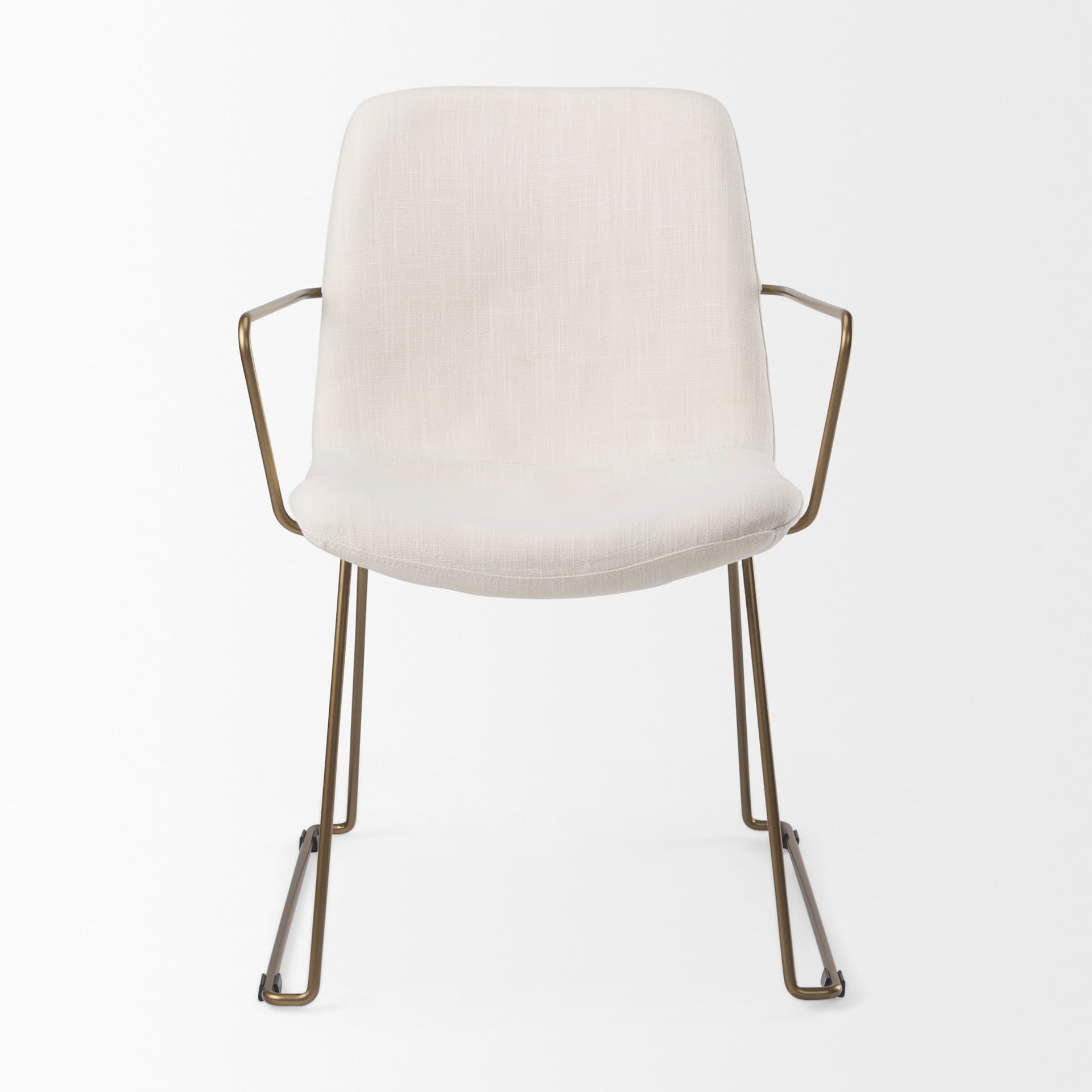 Sawyer Solid Back Dining Side Chair | Cream Fabric w/ Gold Metal — product photograph