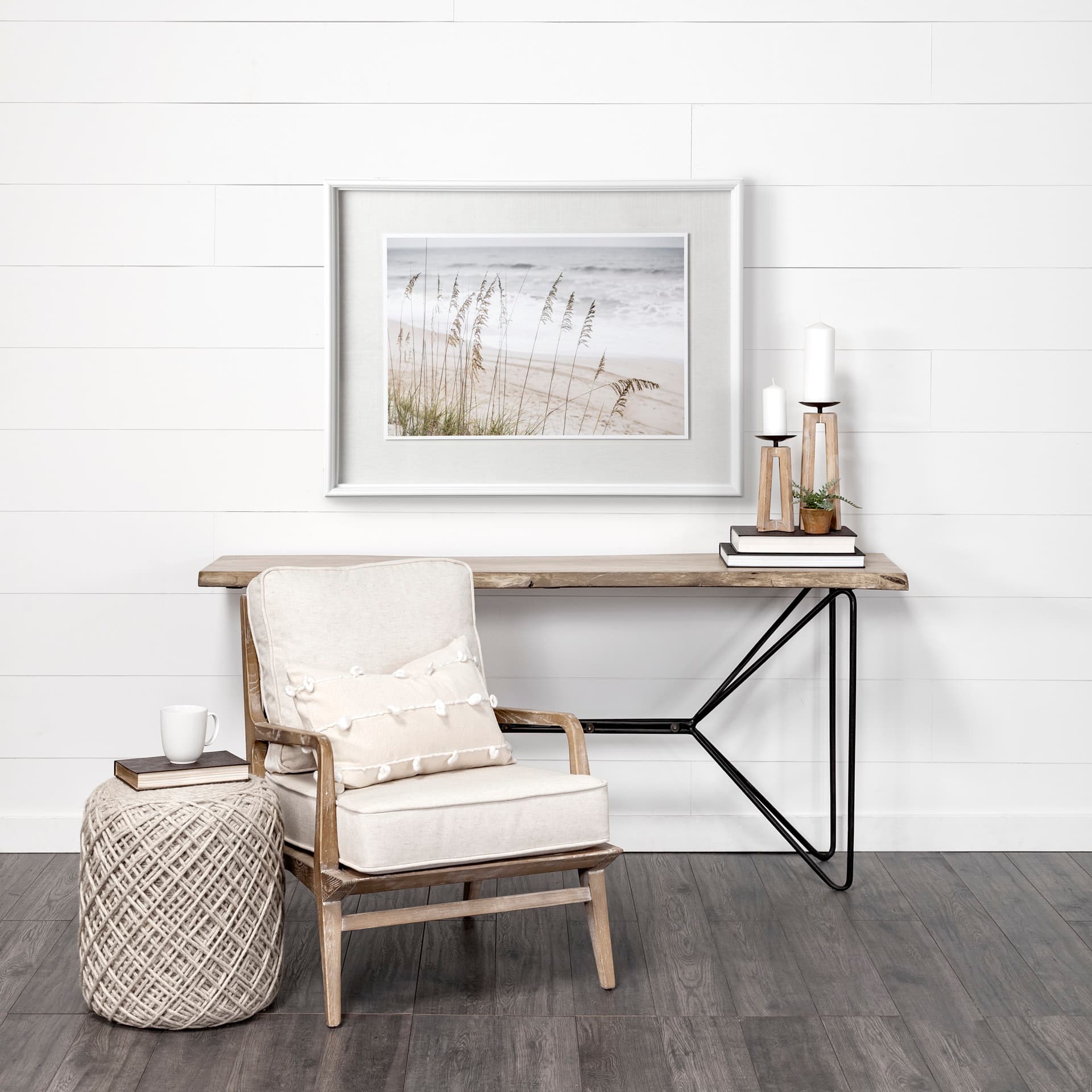 Silver Seagrass by Marlana Semenza a Hand Embellished Textured Framed Photo Art Print Matted under G — in a styled room