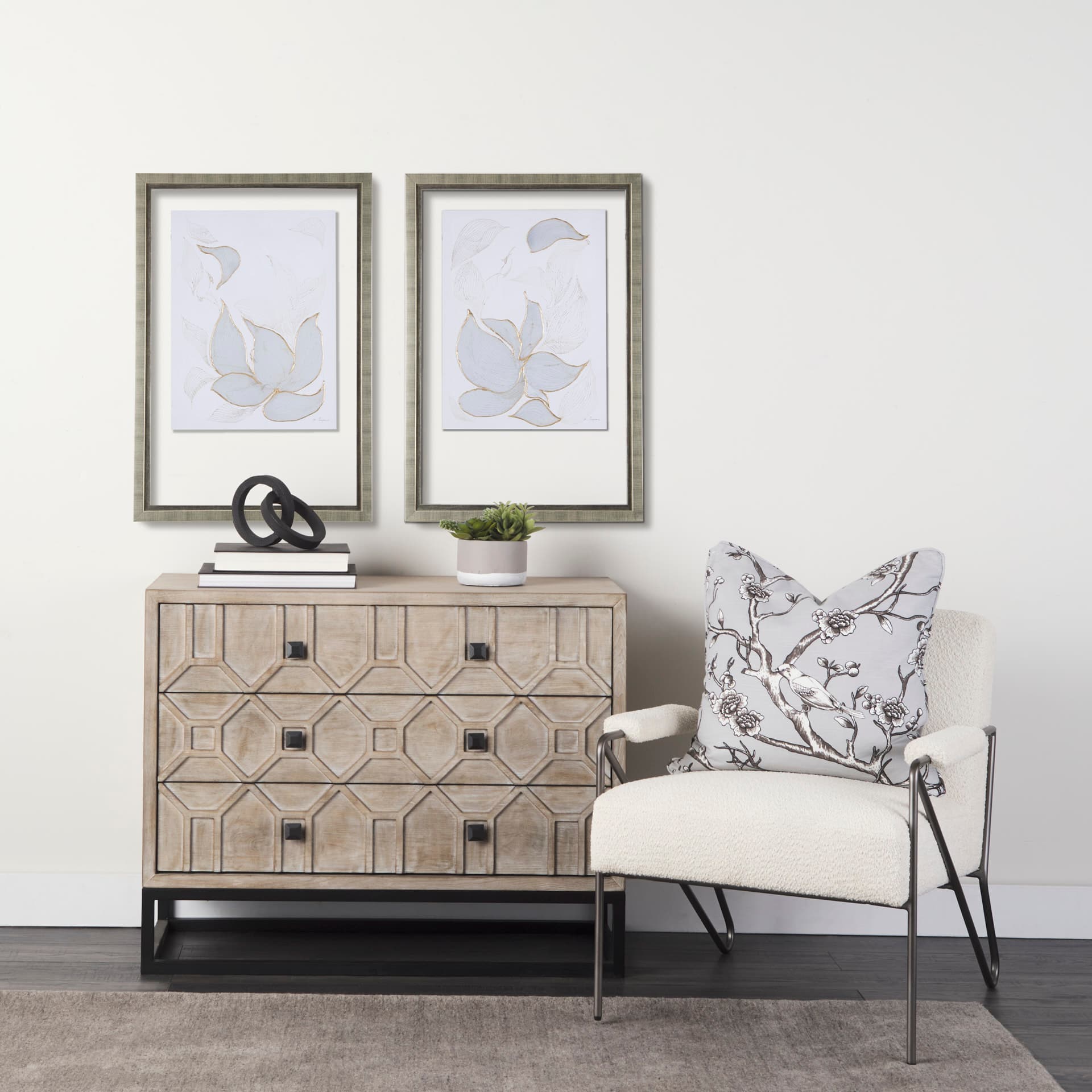 Interplay I by Mercana Studio a Hand Embellished Textured Framed Art Print Matted under Glass — in a styled room