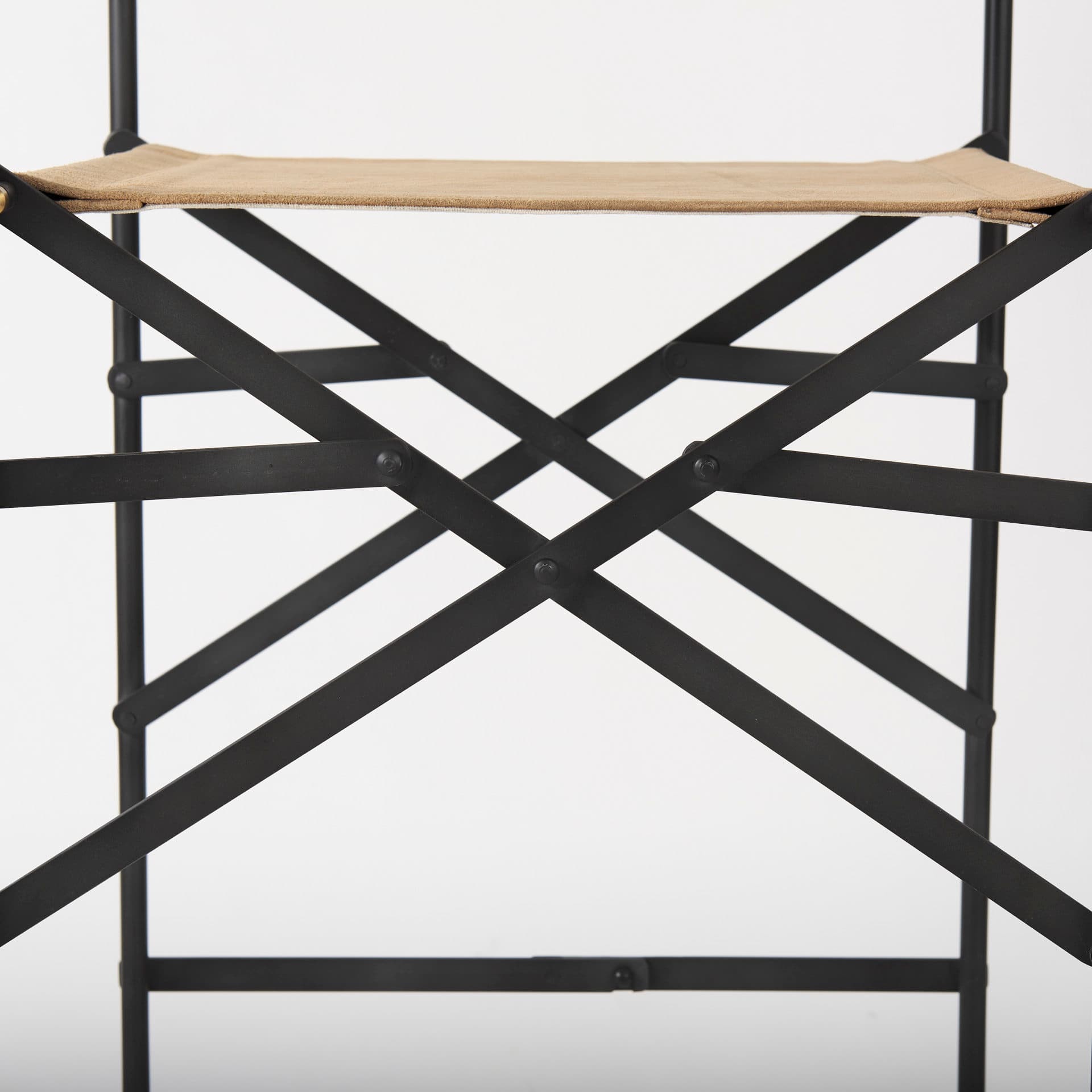 Direttore Backless 44.1in Seat Bar Stool | Brown Leather w/ Black Iron — product photograph