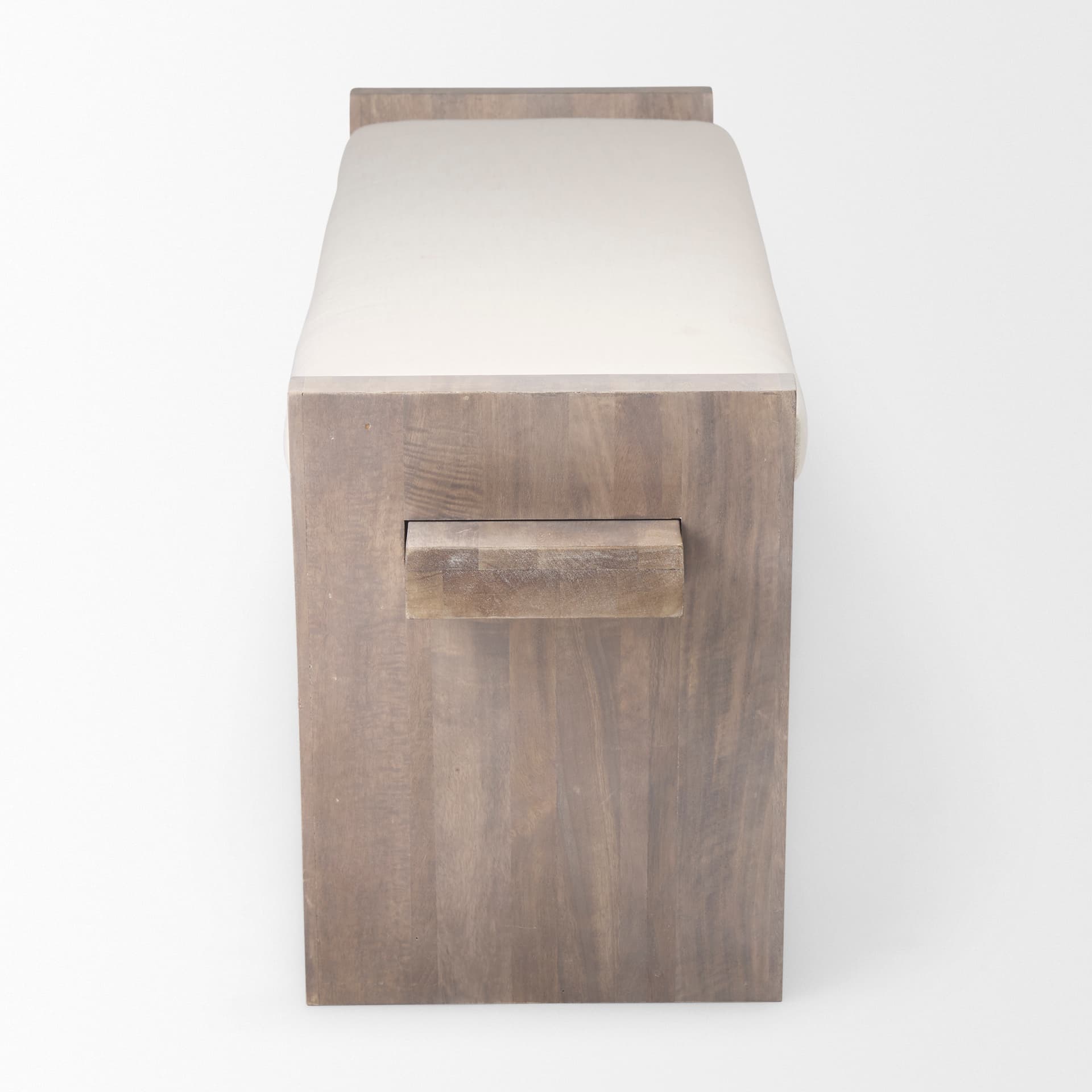 Elaine I 58L x 14.75W x 20H Brown Wood Upholstered Cream Seat Entryway Bench — product photograph