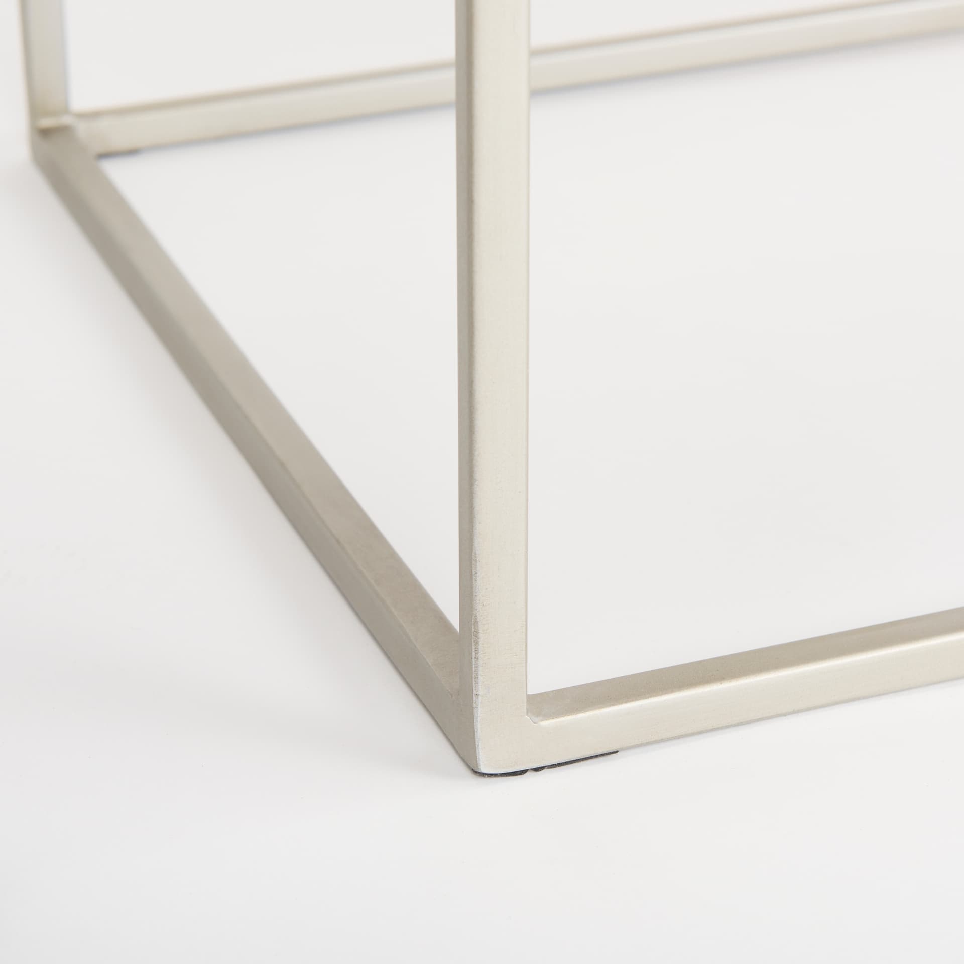 Morris I 63L x 15W x 31H Brown Wood w/ Silver Metal Frame 2 Drawer Console Table — product photograph