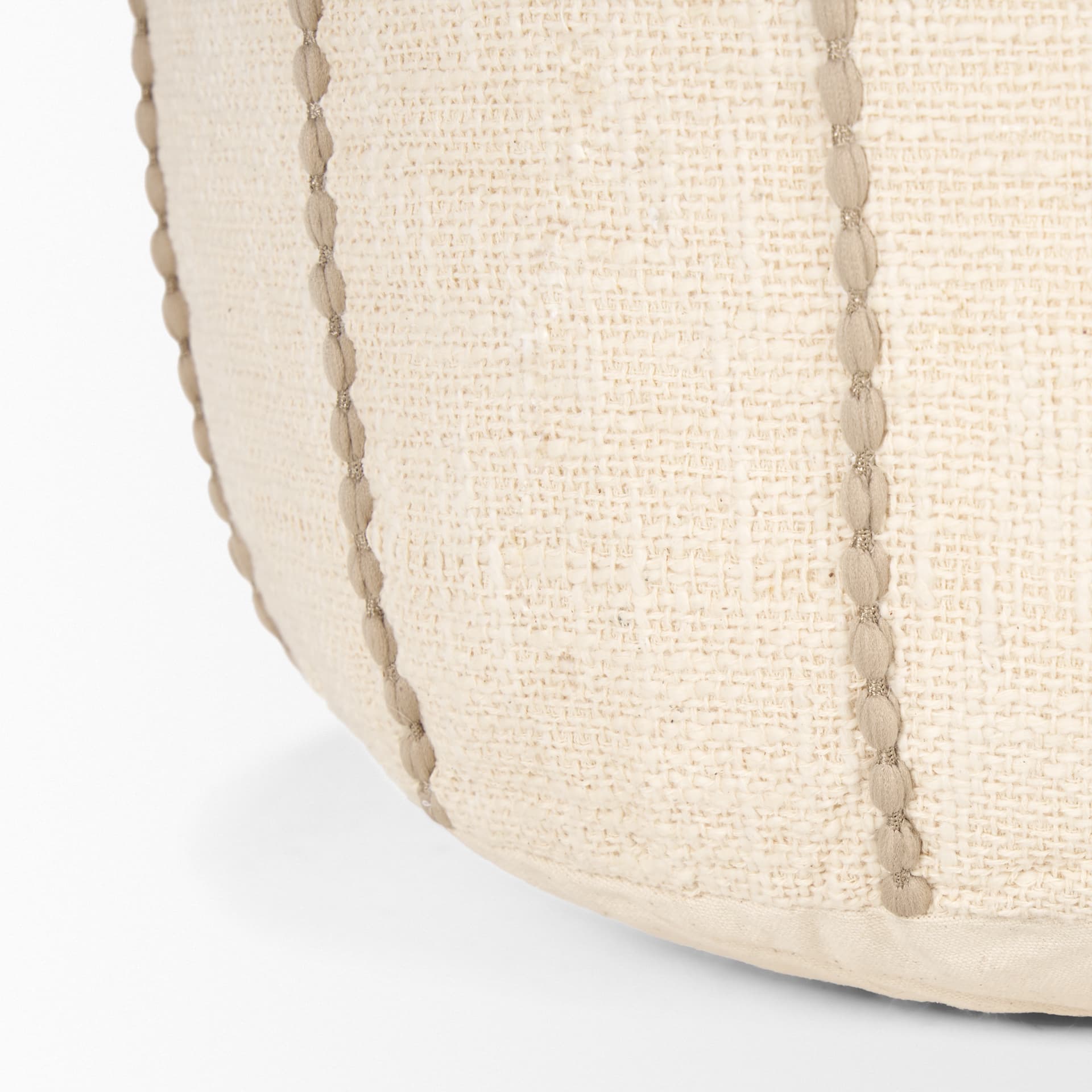 Sachi Beige w/ Stitching Pouf — product photograph