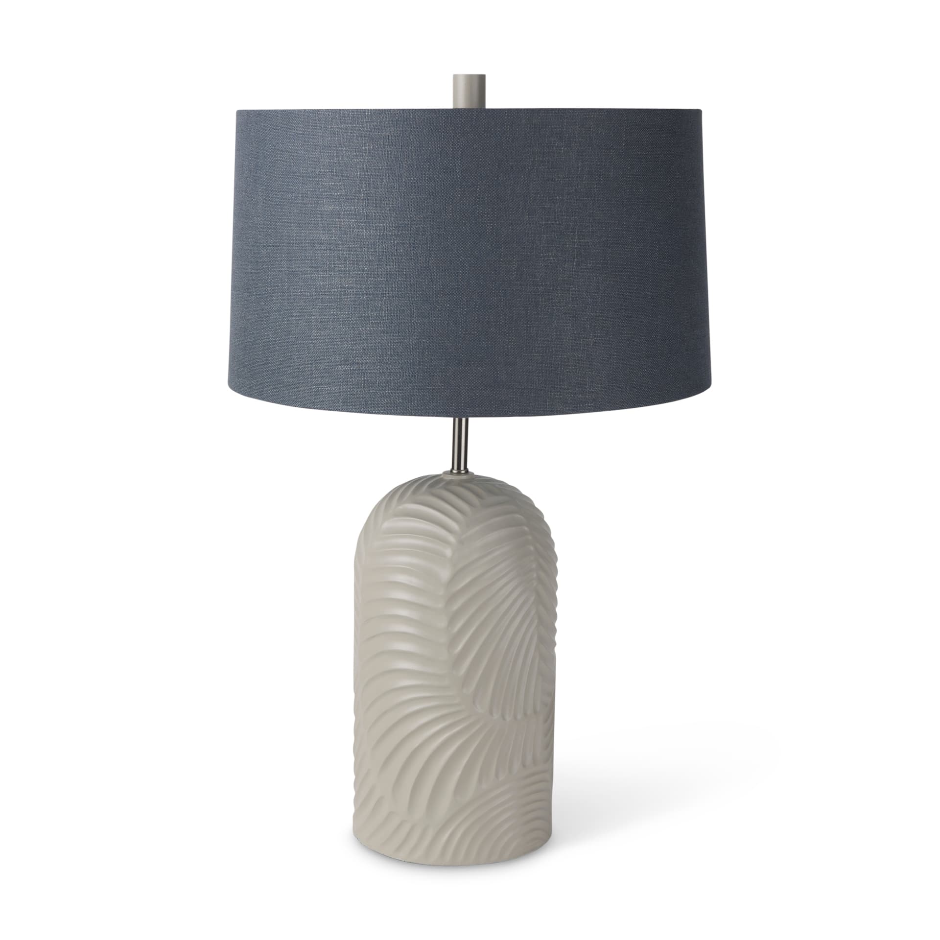 Quinn 19.0L x 19.0W x 24.6H Beige Base W/Navy Fabric Shade Table Lamp — product photograph