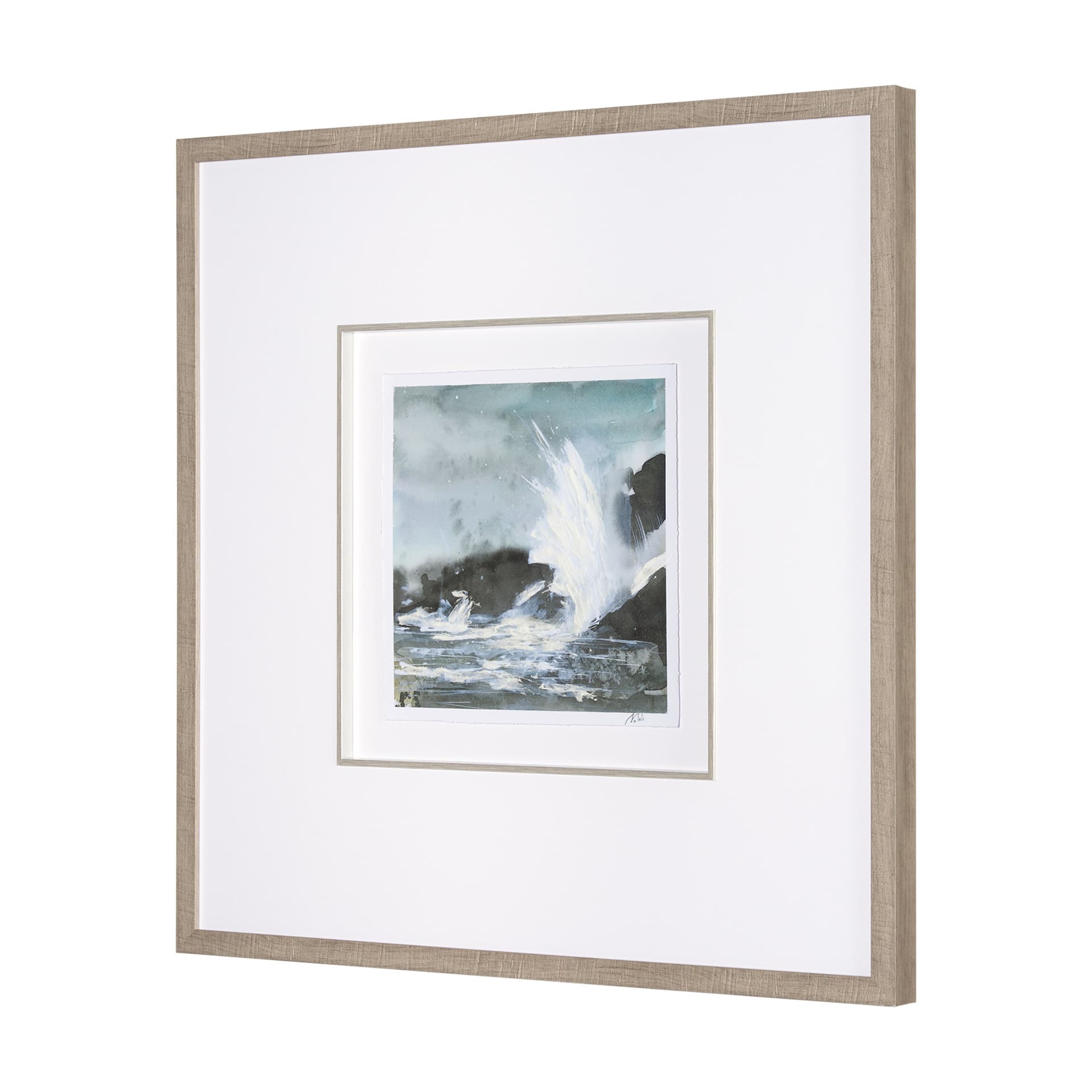 Stormy Coast V by Mercana Studio a Hand Embellished Framed Art Print Matted under Glass — product photograph