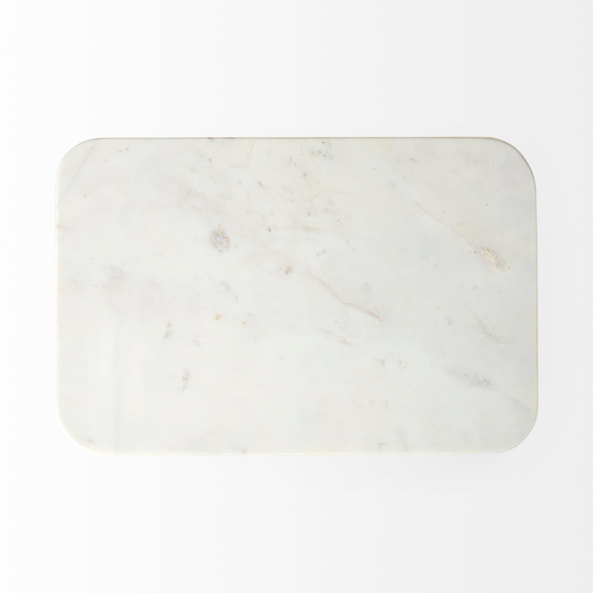 Preston 17.3L x 11.3W x 22.8H White Marble Top W/Gold Metal Accent Table — product photograph