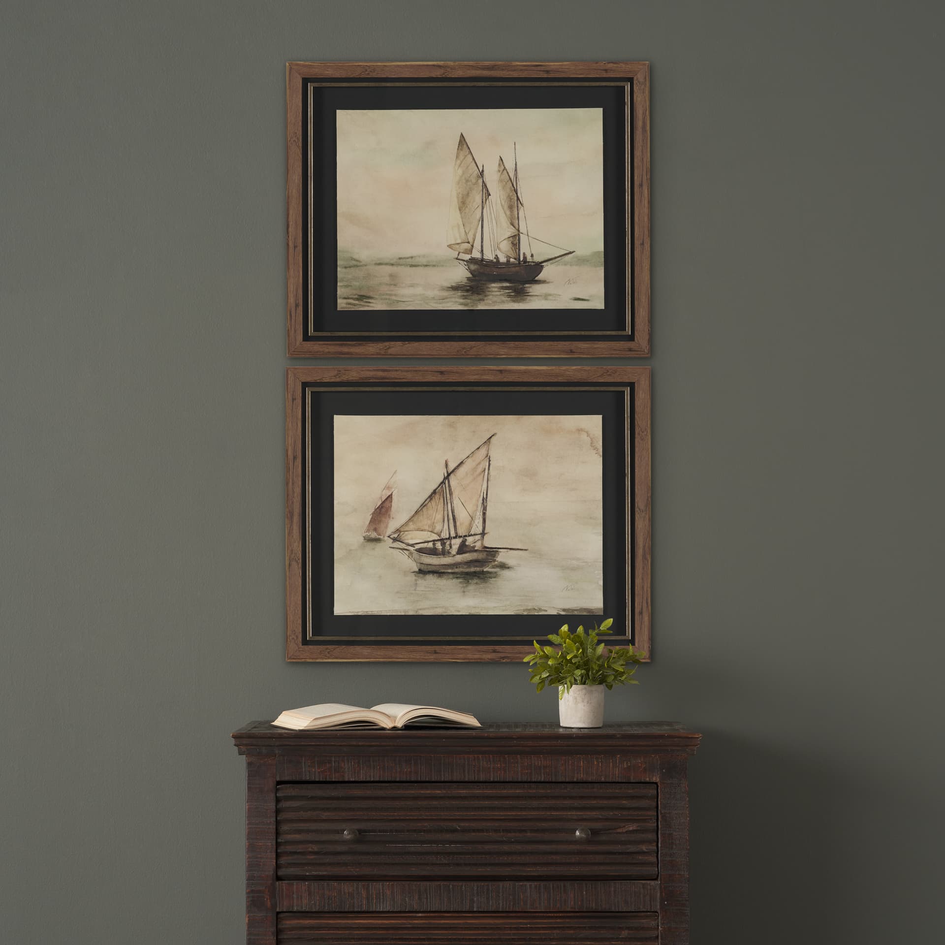 Timeless Voyage (Set of 2) by Mercana Studio Hand Embelished Framed Artwork Matted under Glass — in a styled room