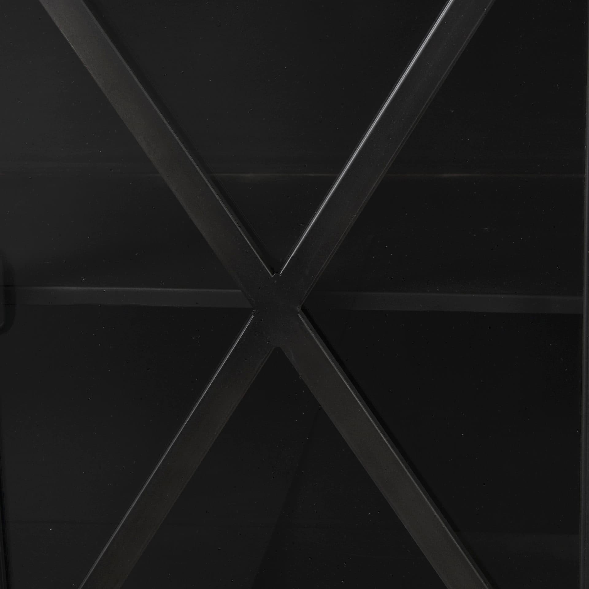 Poppy I 79x16 Black Metal With Glass Door Sideboard — product photograph