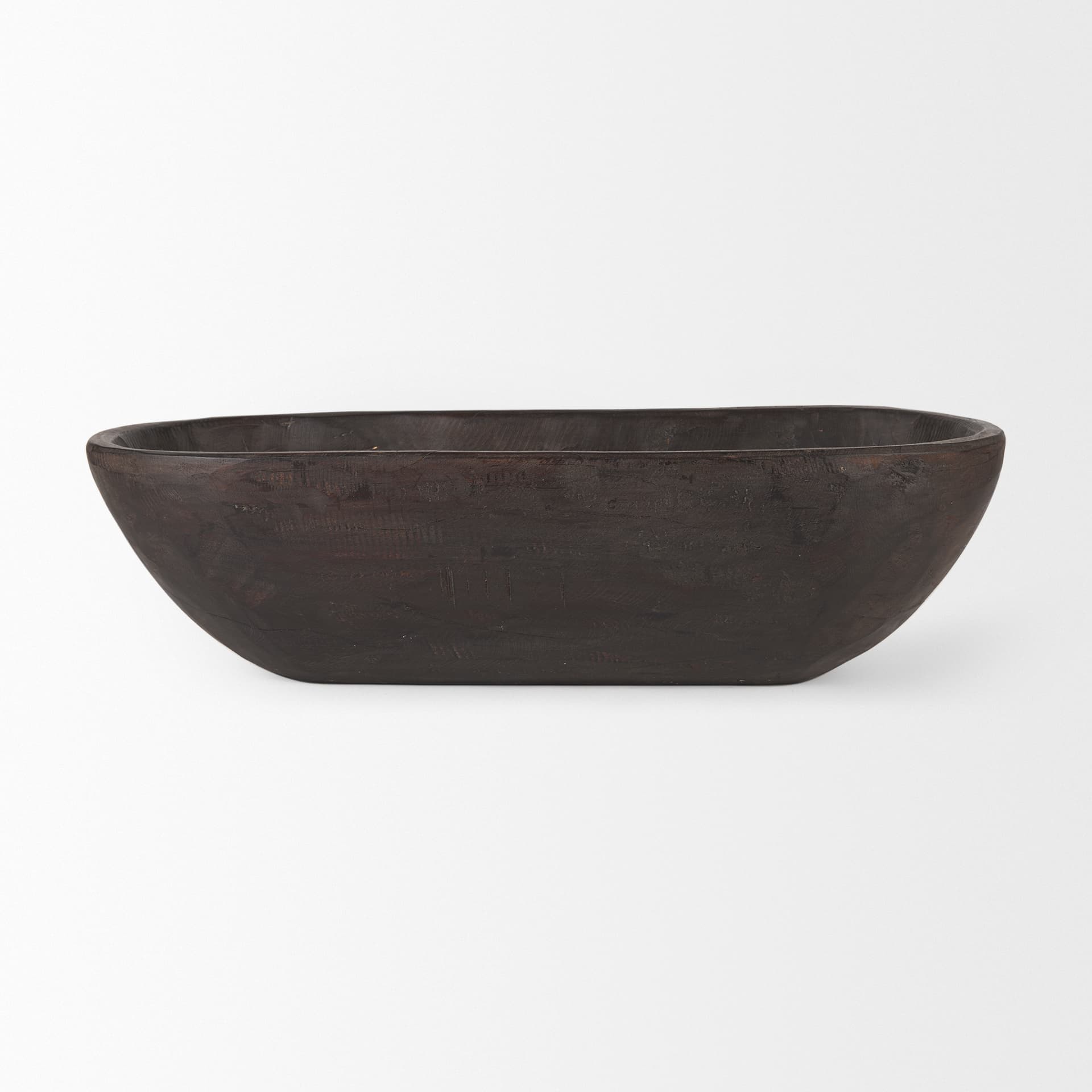 Athena Extra Large Oblong Black-Brown Reclaimed Wood Bowl — product photograph
