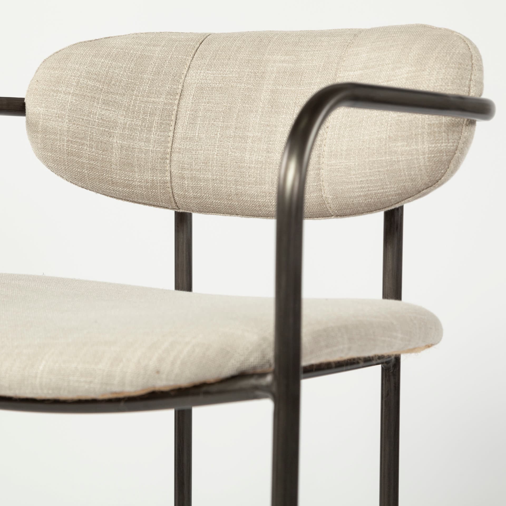 Parker Backless 36in Seat Counter Stool | Beige Fabric w/ Grey Metal — product photograph