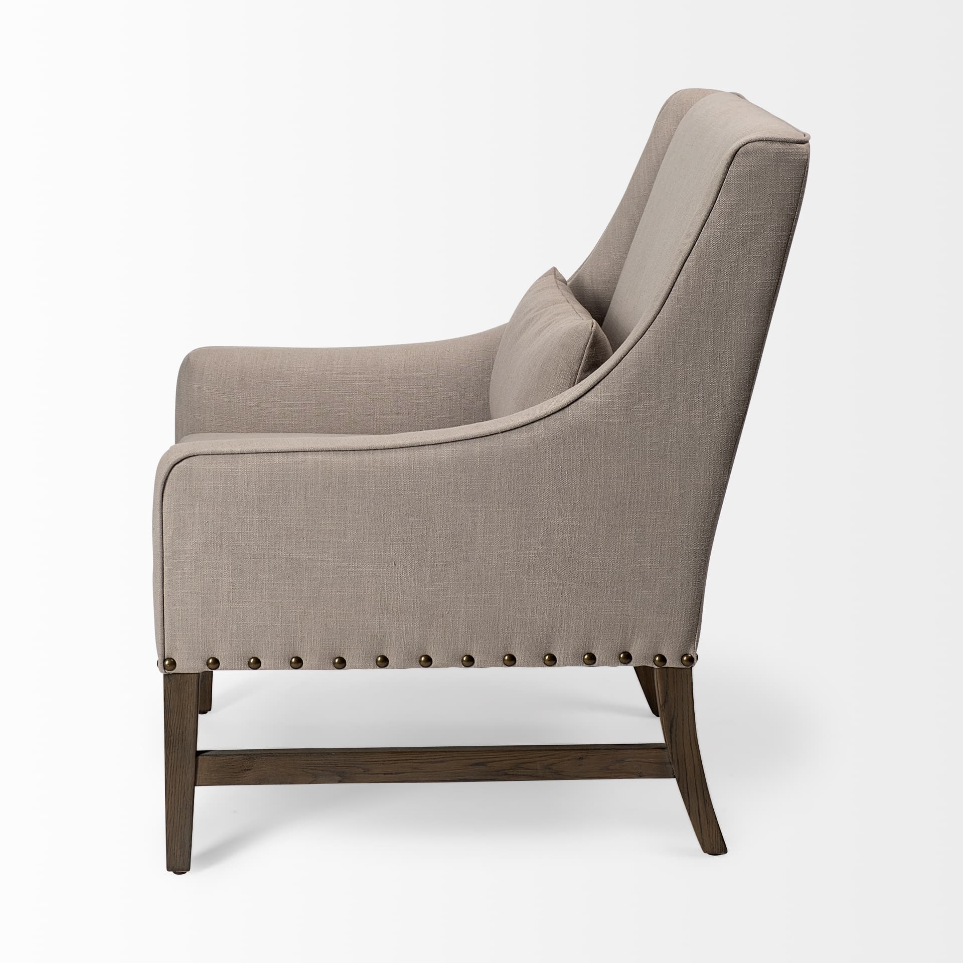 Kensington Beige Linen Fabric and Wood Accent Chair — product photograph