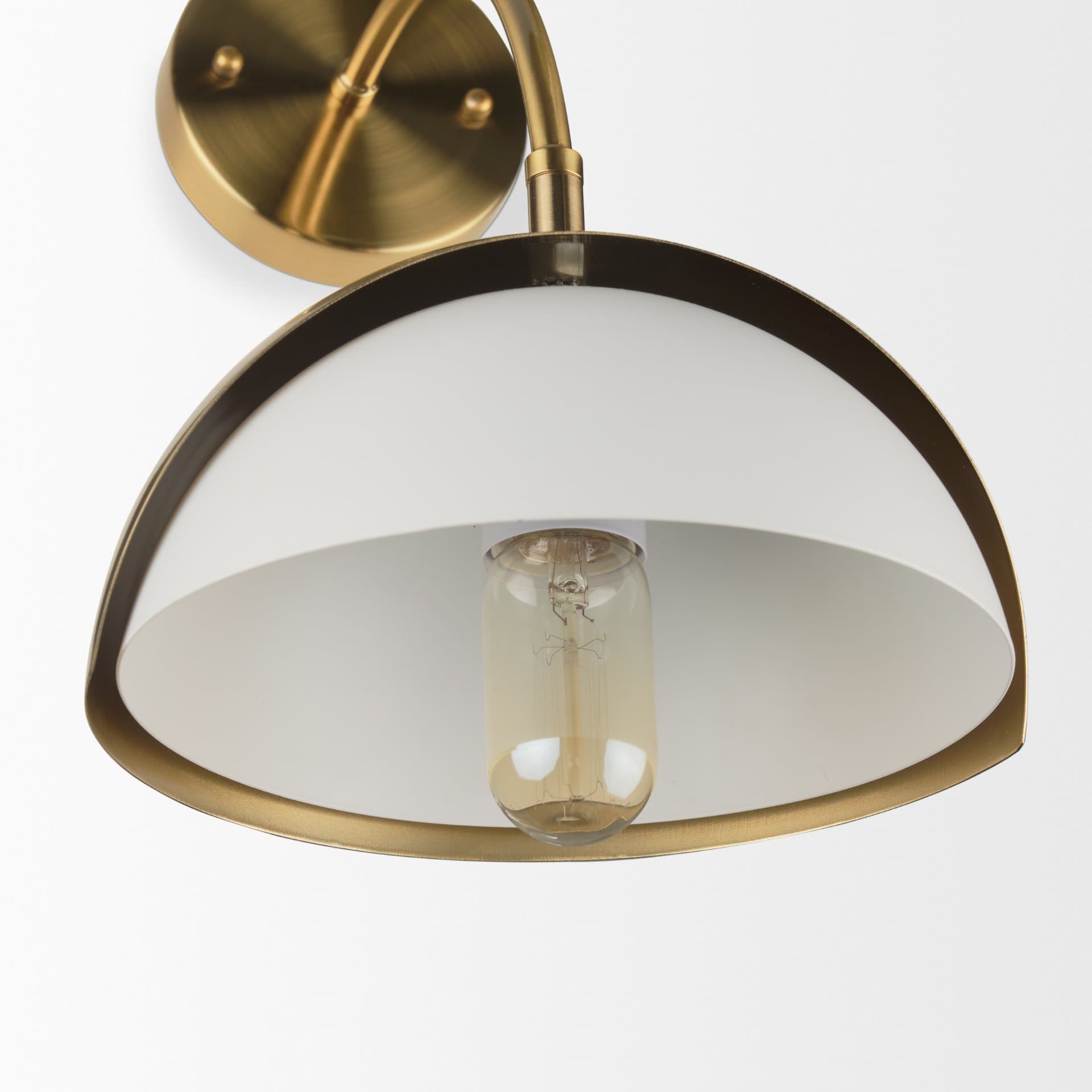 Cybill Brushed Brass w/ White Metal Shade 1-Light Wall Sconce — product photograph