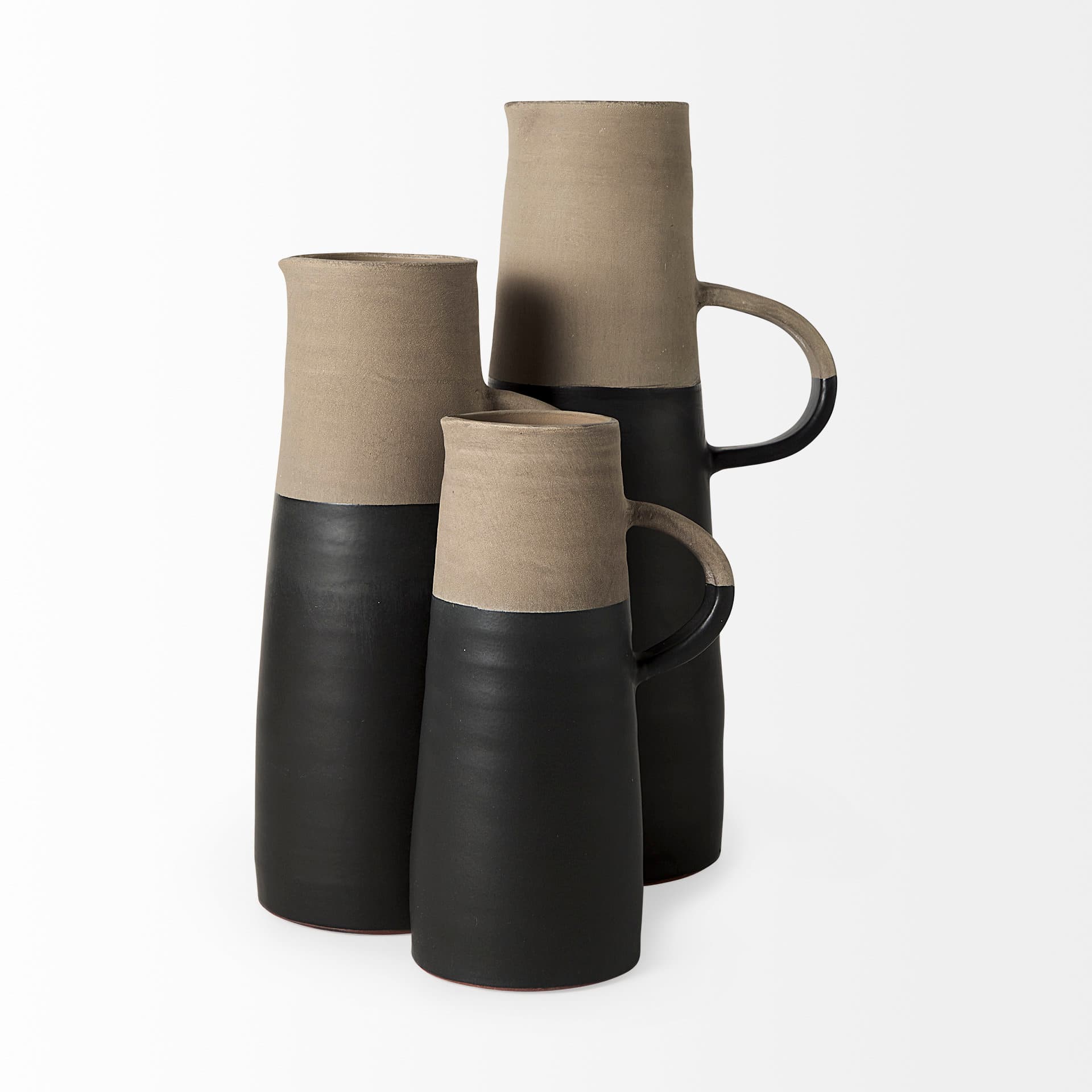 Garand Small 13H Two-Toned Black/Natural Ceramic Jug — product photograph
