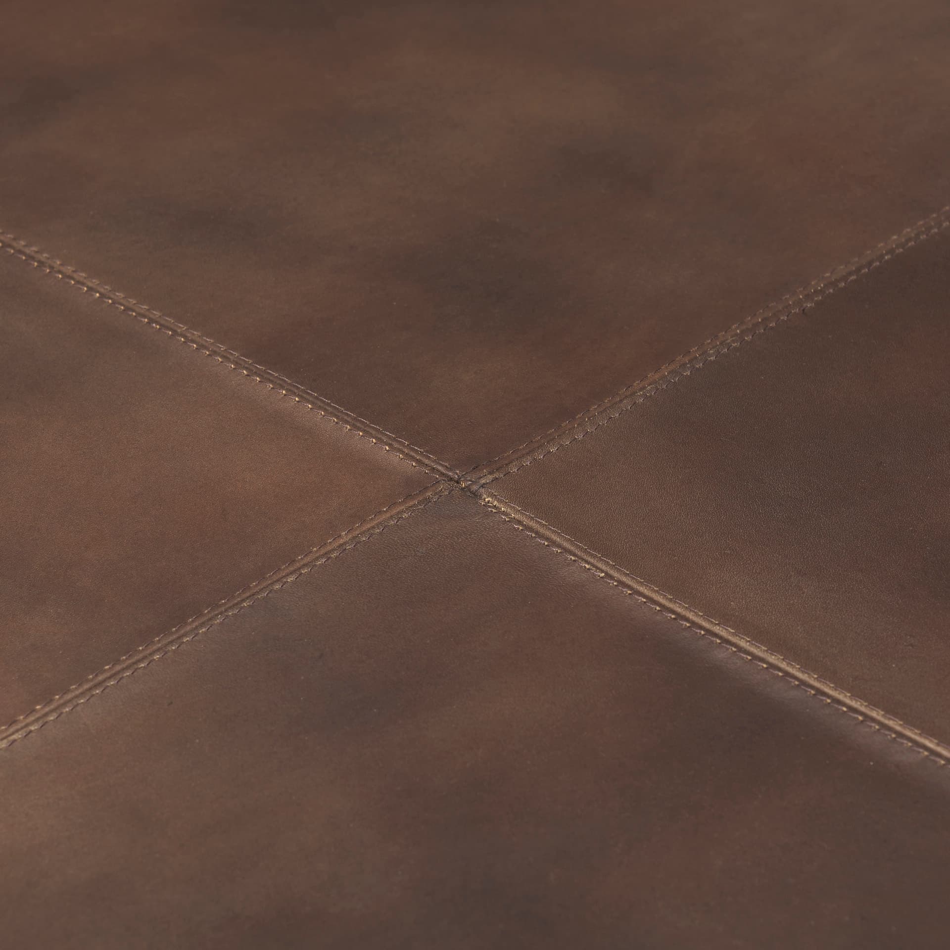 Minara 36" Square Brown Leather Wrapped w/Wood Base Ottoman — product photograph