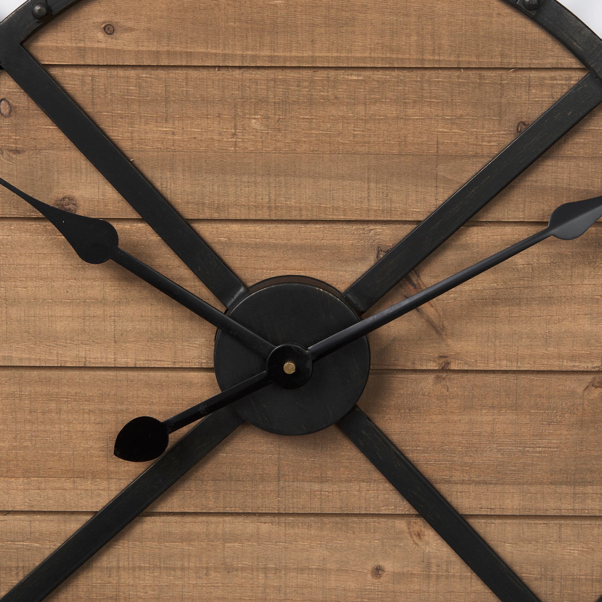 Lewiston 30.1L x 2.0W x 30.1H Black Iron W/Wood Round Wall Clock — product photograph